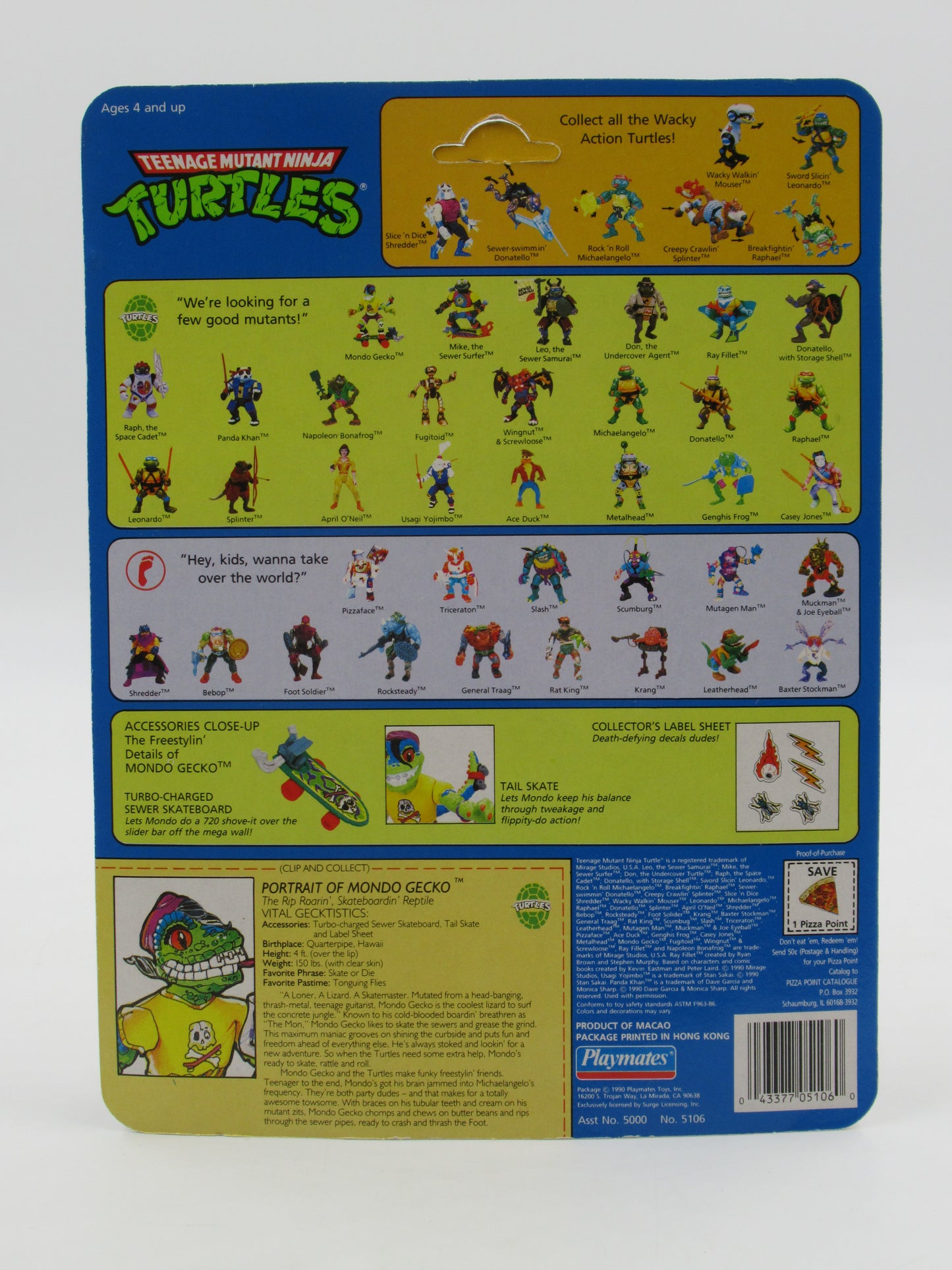 TMNT Mondo Gecko 4.5" Figure Teenage Mutant Ninja Turtles - Playmates (1990)