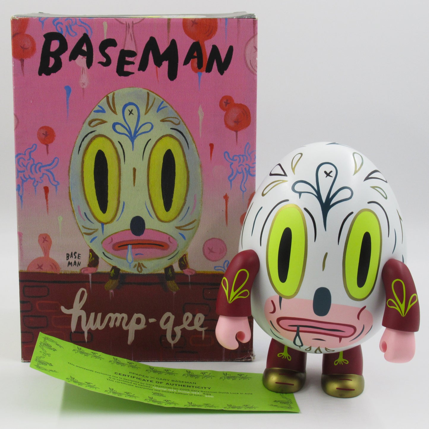 QEE COLLECTION Hump-Qee Dump-Qee Egg (White) 8" Vinyl Figure - Gary Baseman x Toy2R (2005) Designer Art Toy