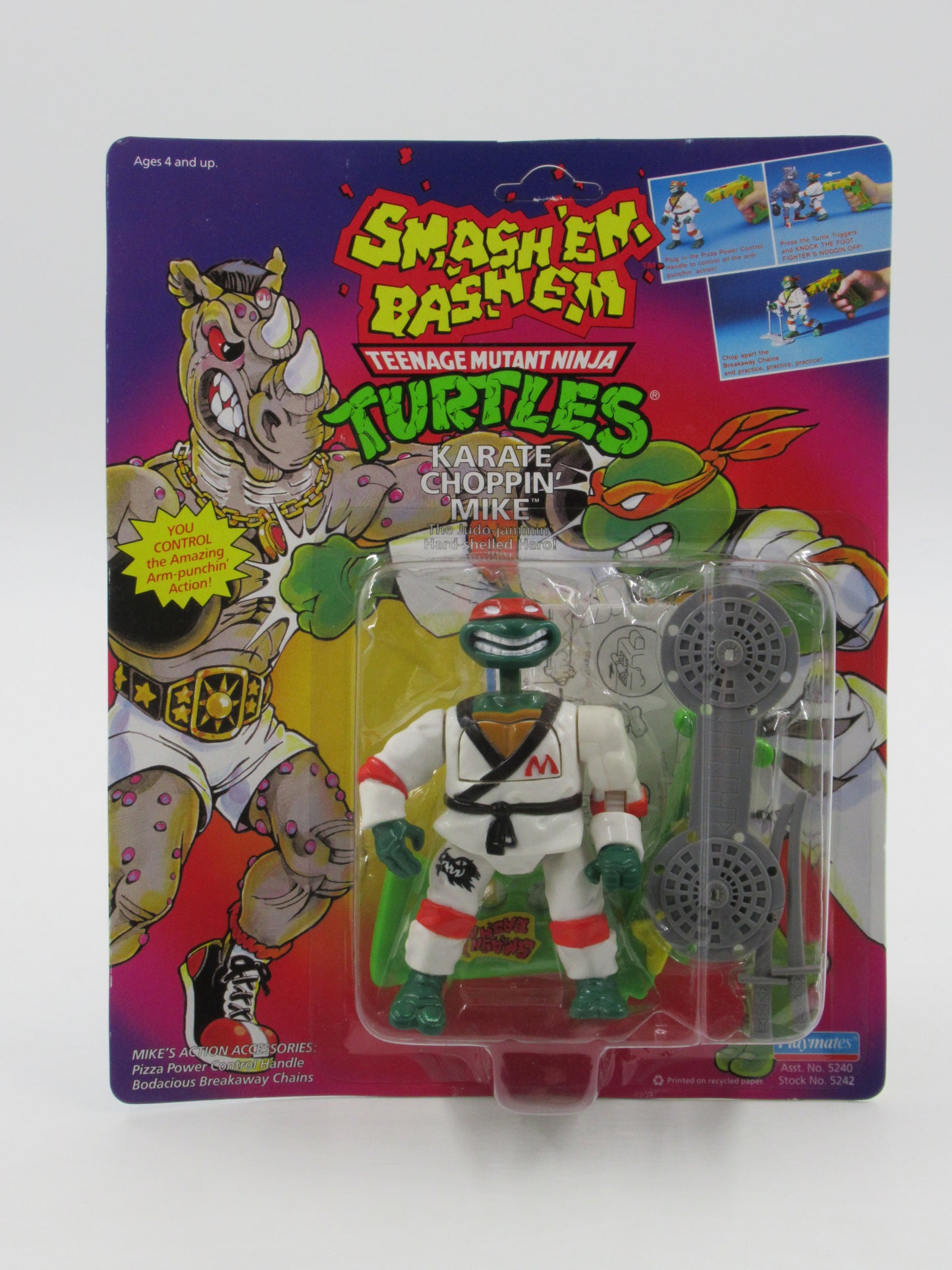 TMNT Karate Choppin' Mike Smash 'Em Bash 'Em 5.5" Figure Teenage Mutant Ninja Turtles - Playmates (1992)