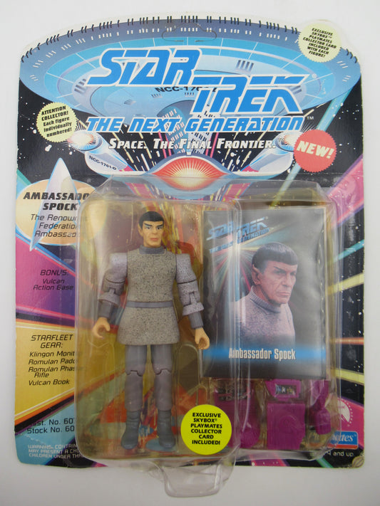 STAR TREK Spock Figure & Leonard Nimoy Signed Card - Playmates (1993) The Next Generation