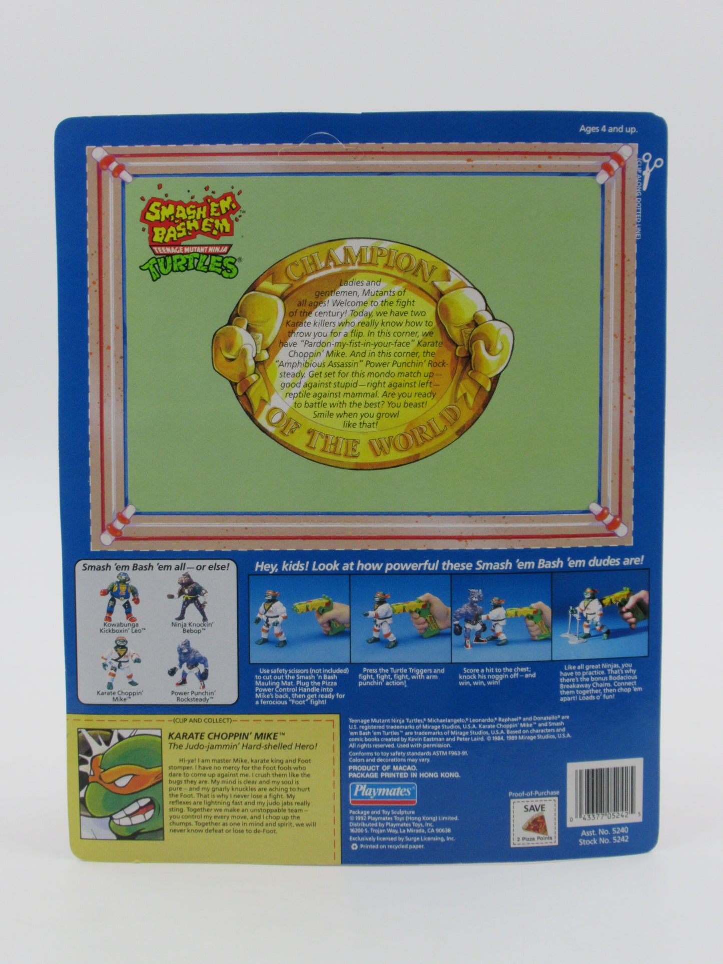 TMNT Karate Choppin' Mike Smash 'Em Bash 'Em 5.5" Figure Teenage Mutant Ninja Turtles - Playmates (1992)