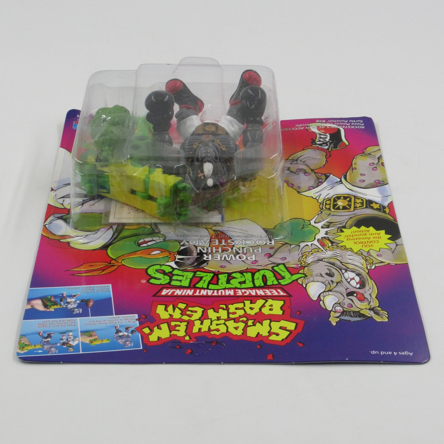 TMNT Power Punchin' Rocksteady Smash 'Em Bash 'Em 5.5" Figure Teenage Mutant Ninja Turtles - Playmates (1992)