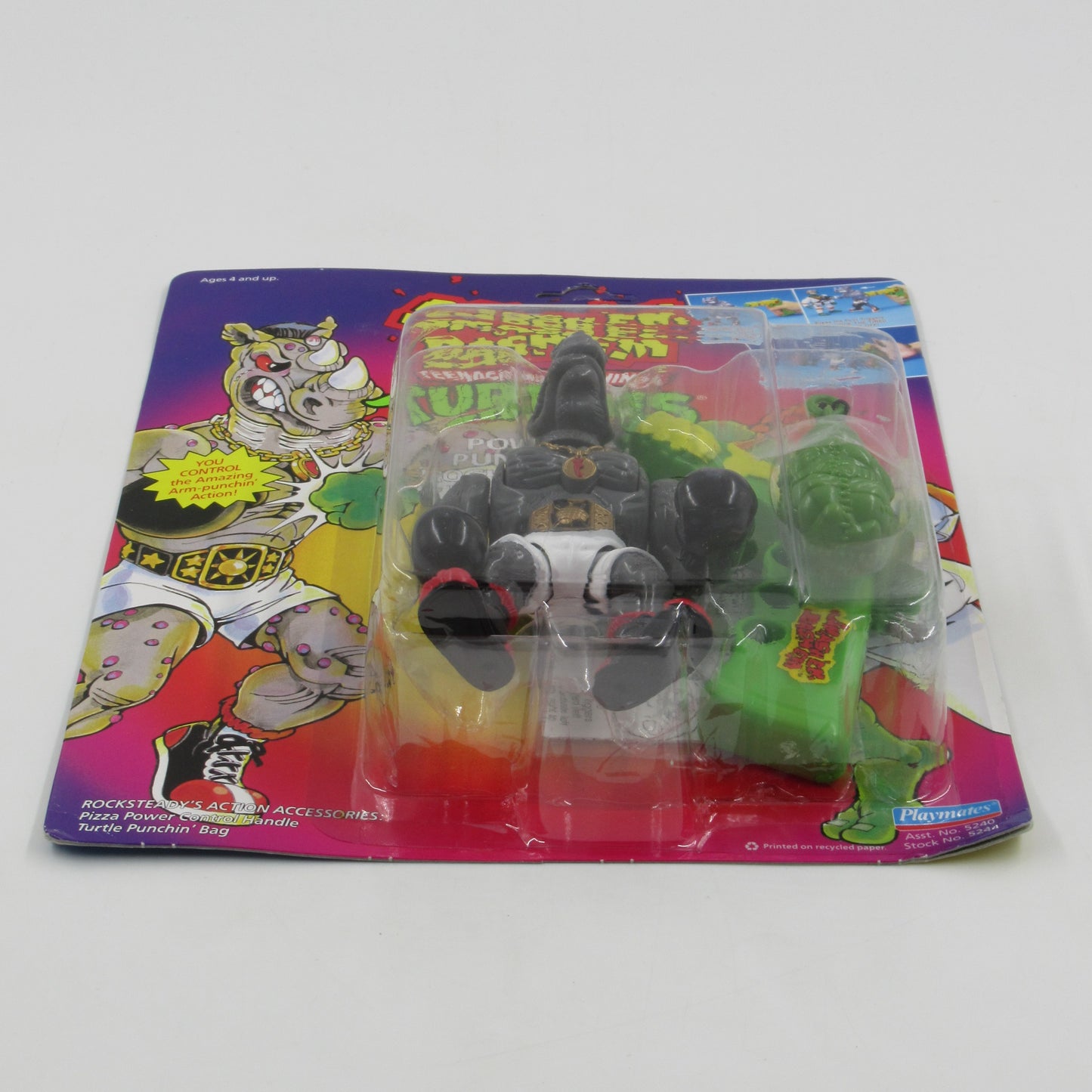 TMNT Power Punchin' Rocksteady Smash 'Em Bash 'Em 5.5" Figure Teenage Mutant Ninja Turtles - Playmates (1992)