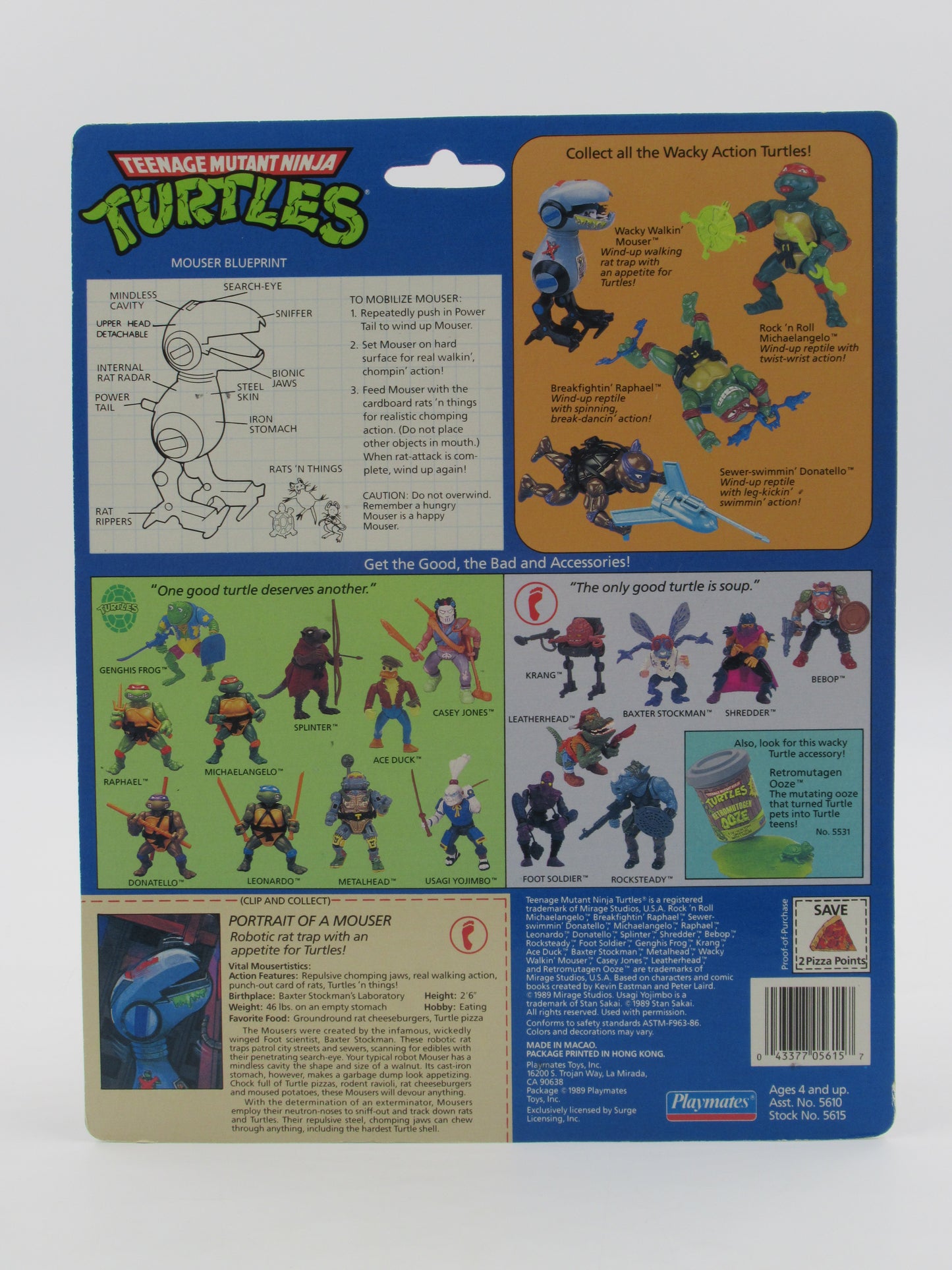 TMNT Wacky Walkin' Mouser Wacky Action 4.5" Figure Teenage Mutant Ninja Turtles - Playmates (1989)