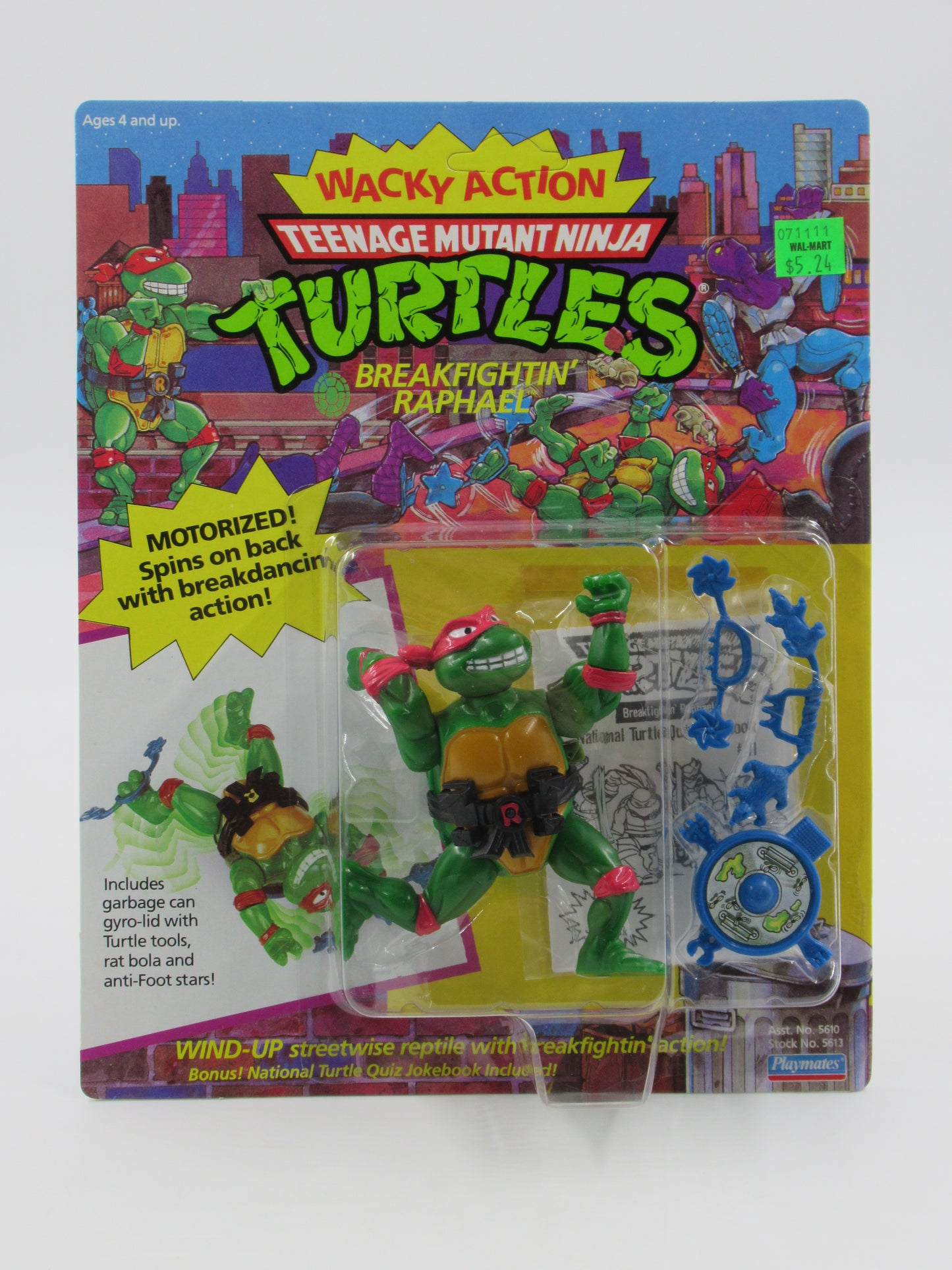 TMNT Breakfightin' Raphael Wacky Action 4.5" Figure Teenage Mutant Ninja Turtles - Playmates (1989)