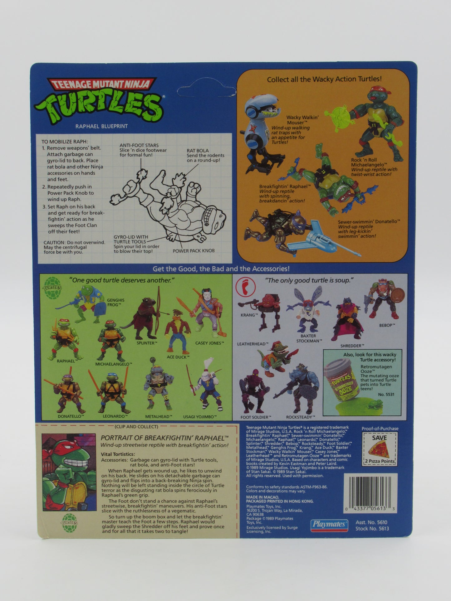 TMNT Breakfightin' Raphael Wacky Action 4.5" Figure Teenage Mutant Ninja Turtles - Playmates (1989)