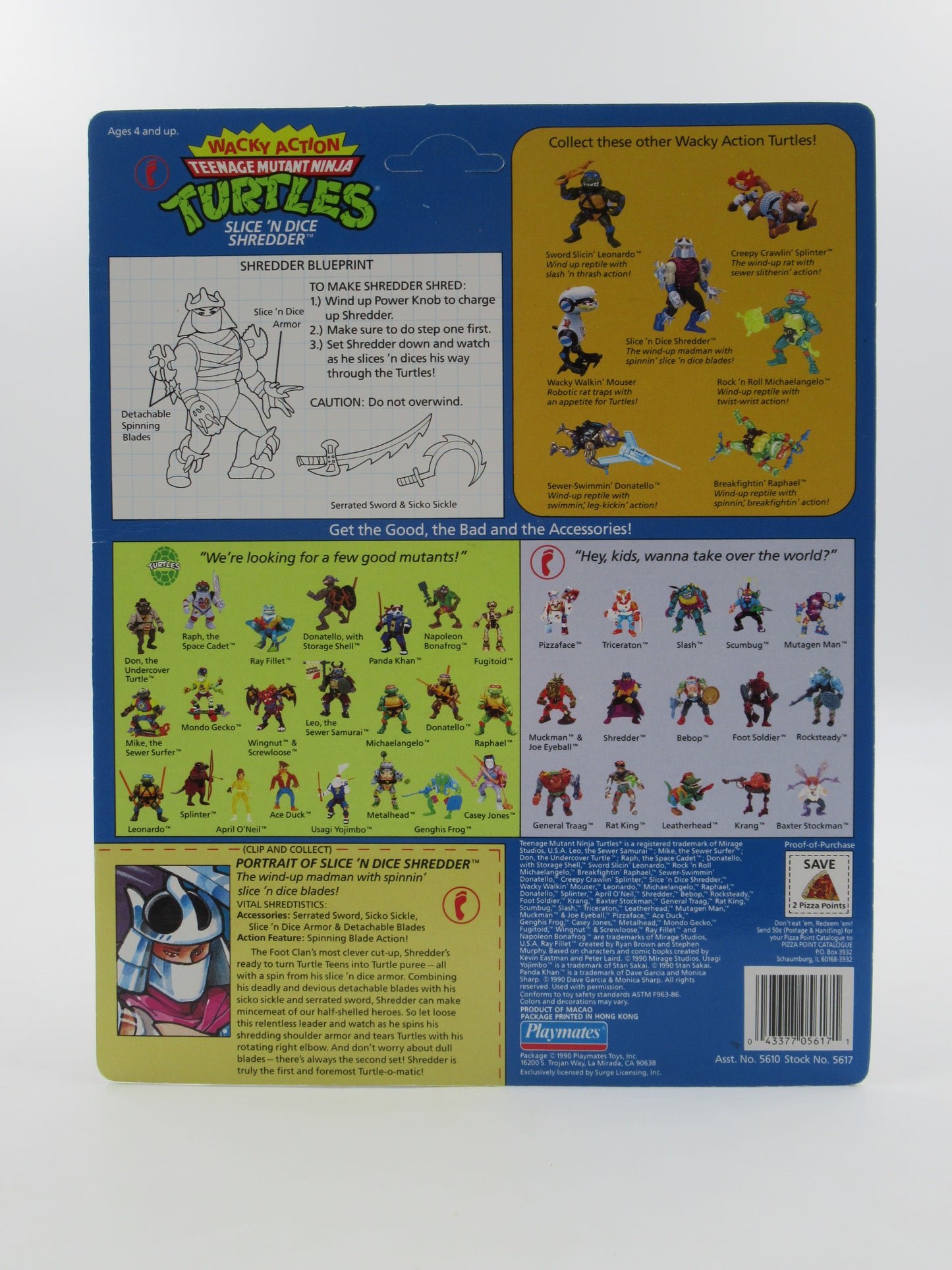 TMNT Slice 'N Dice Shredder Wacky Action 4.5" Figure Teenage Mutant Ninja Turtles - Playmates (1990)