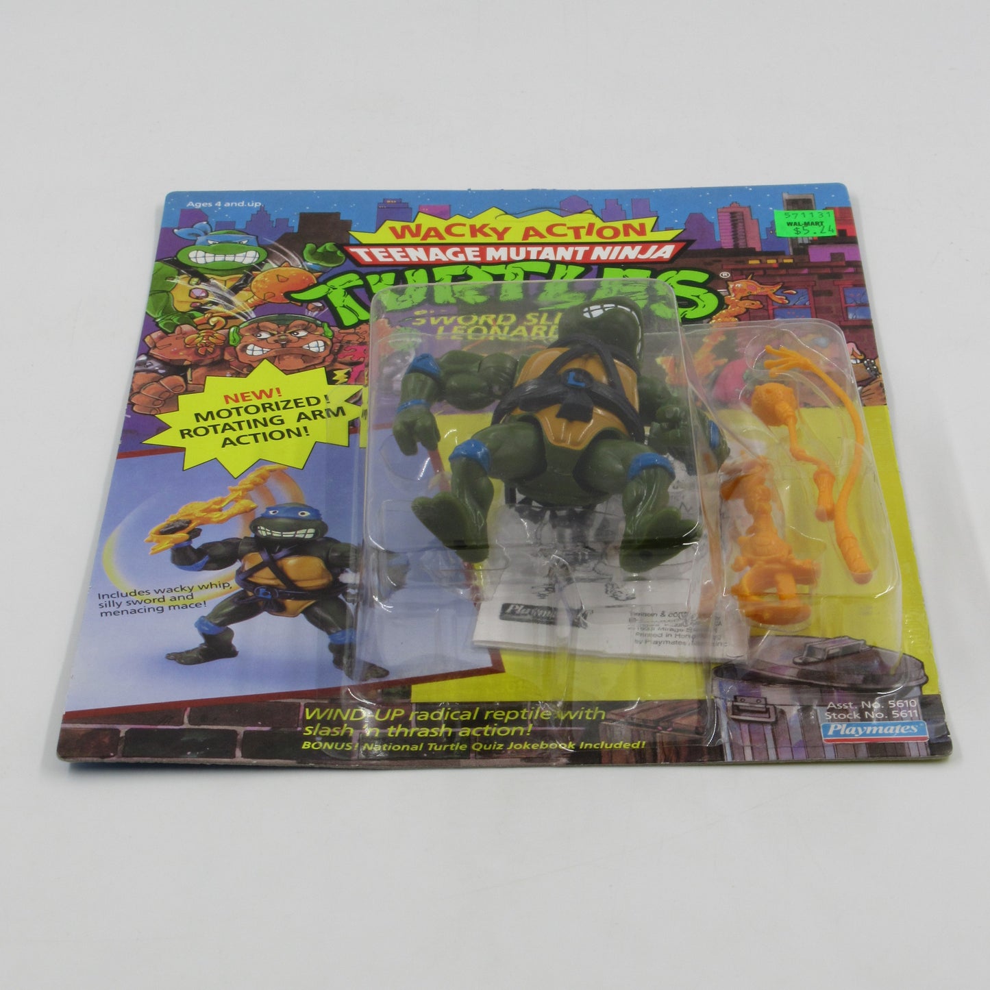 TMNT Sword Slicin' Leonardo Wacky Action 4.5" Figure Teenage Mutant Ninja Turtles - Playmates (1990)