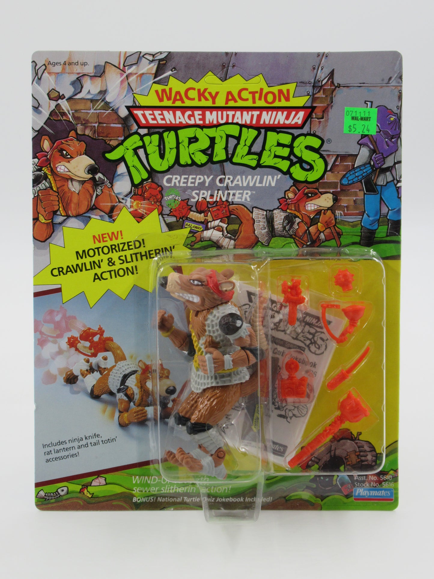 TMNT Creepy Crawlin' Splinter Wacky Action 4.5" Figure Teenage Mutant Ninja Turtles - Playmates (1990)