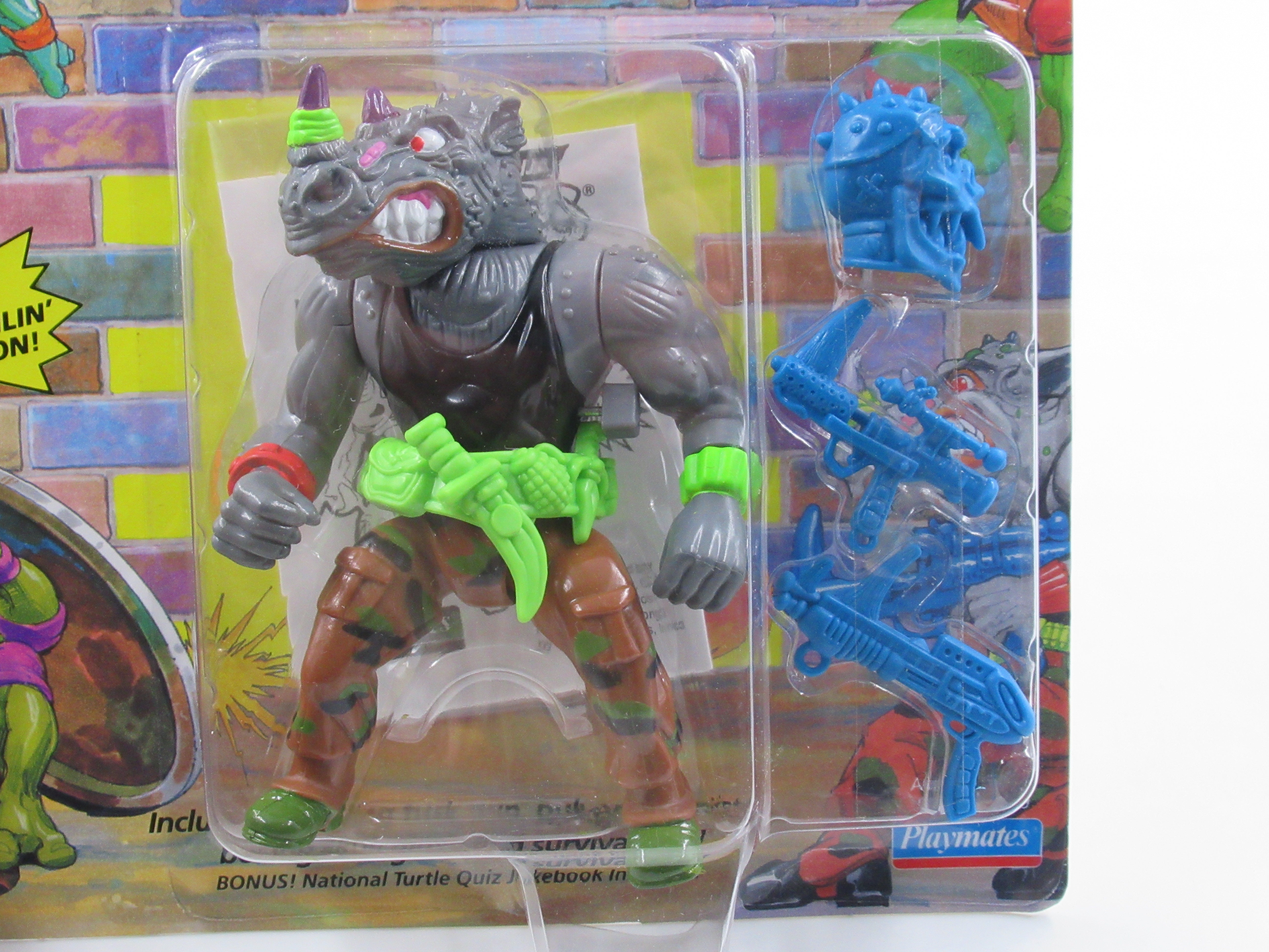 Teenage Mutant Ninja Turtles Machine Gunnin' Rocksteady Wacky Action 4.5" Figure TMNTs - Playmates (1991)