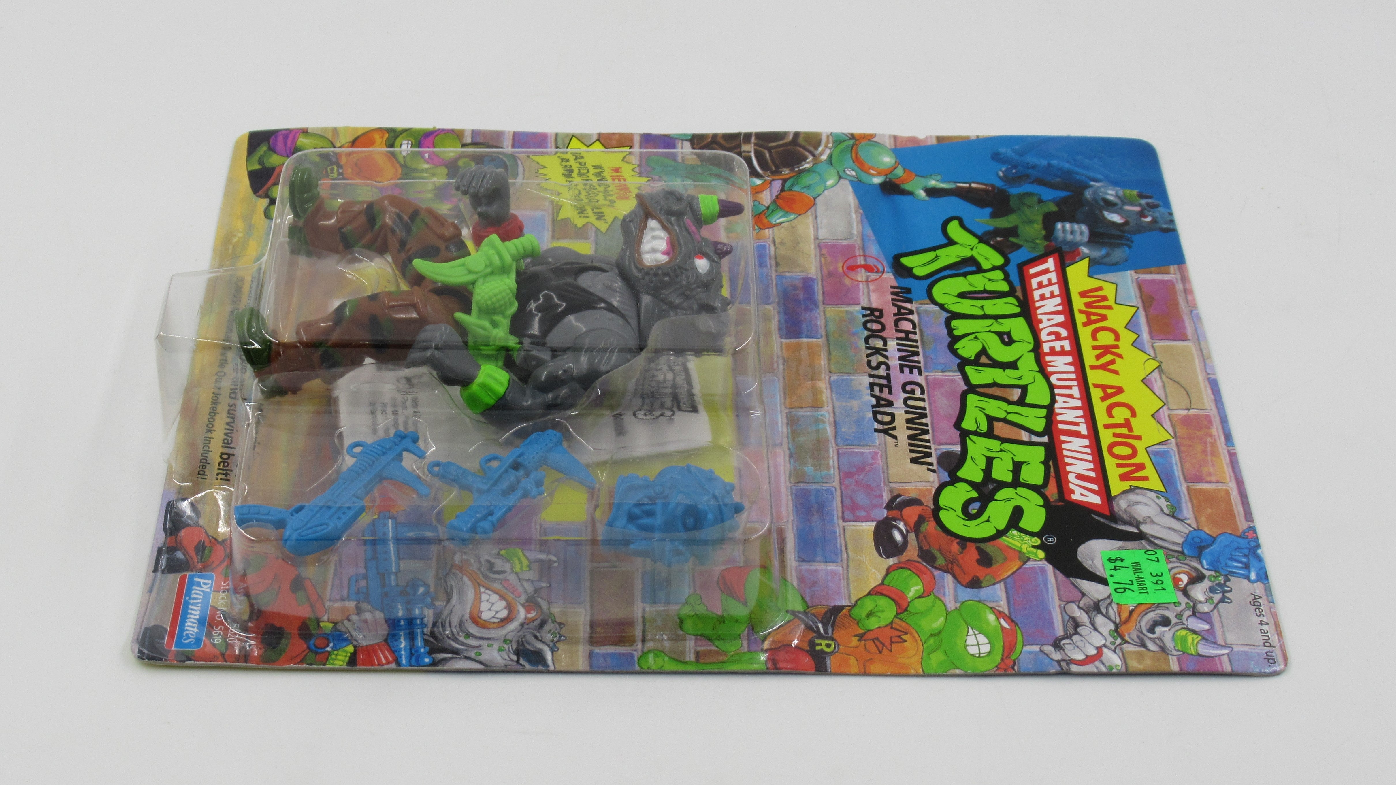 Teenage Mutant Ninja Turtles Machine Gunnin' Rocksteady Wacky Action 4.5" Figure TMNTs - Playmates (1991)
