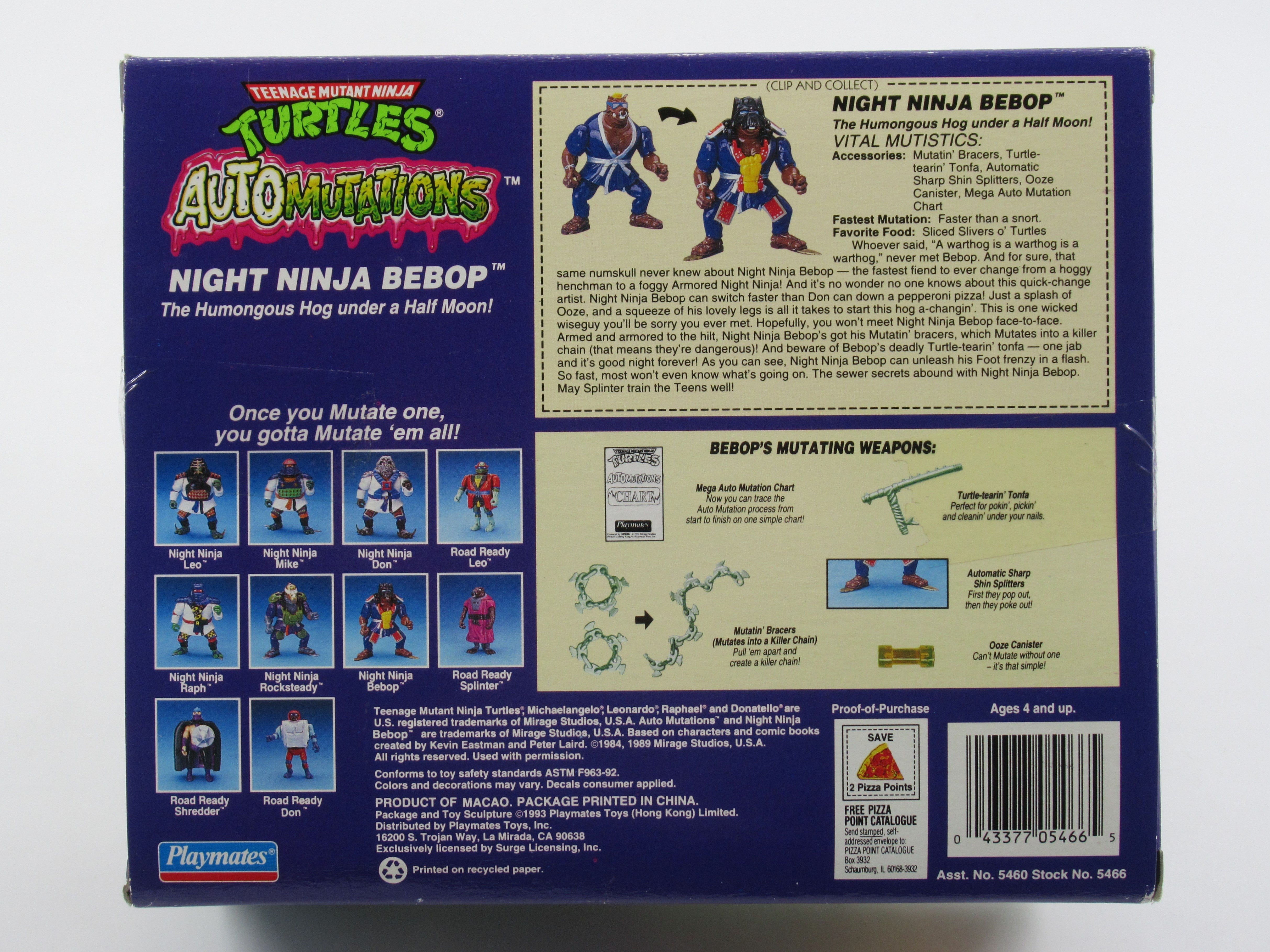 Teenage Mutant Ninja Turtles Night Ninja Bebop Automutations 4.5" Figure TMNTs - Playmates (1993)