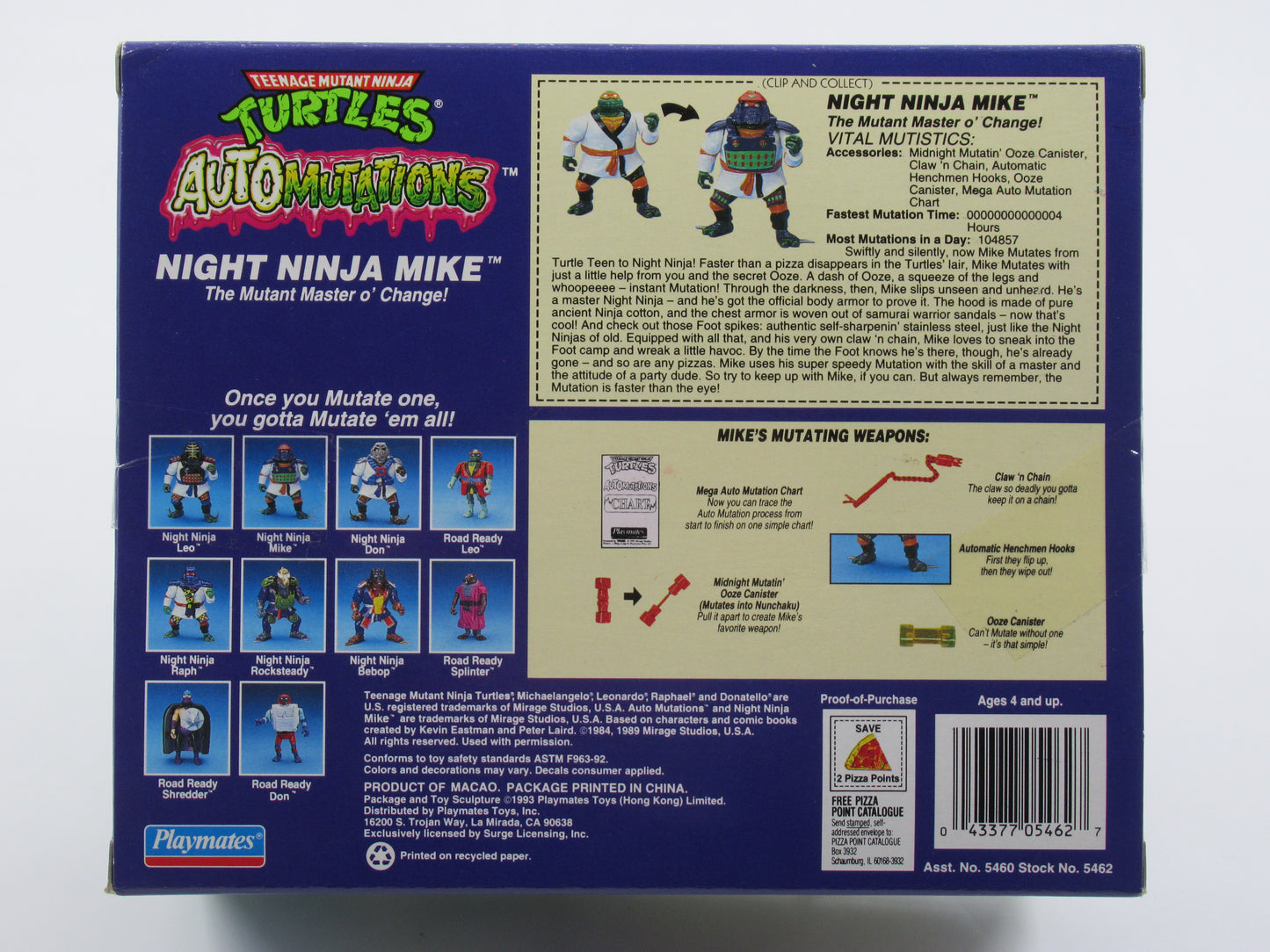 TMNT Night Ninja Mike Automutations 4.5" Figure Teenage Mutant Ninja Turtles - Playmates (1993)