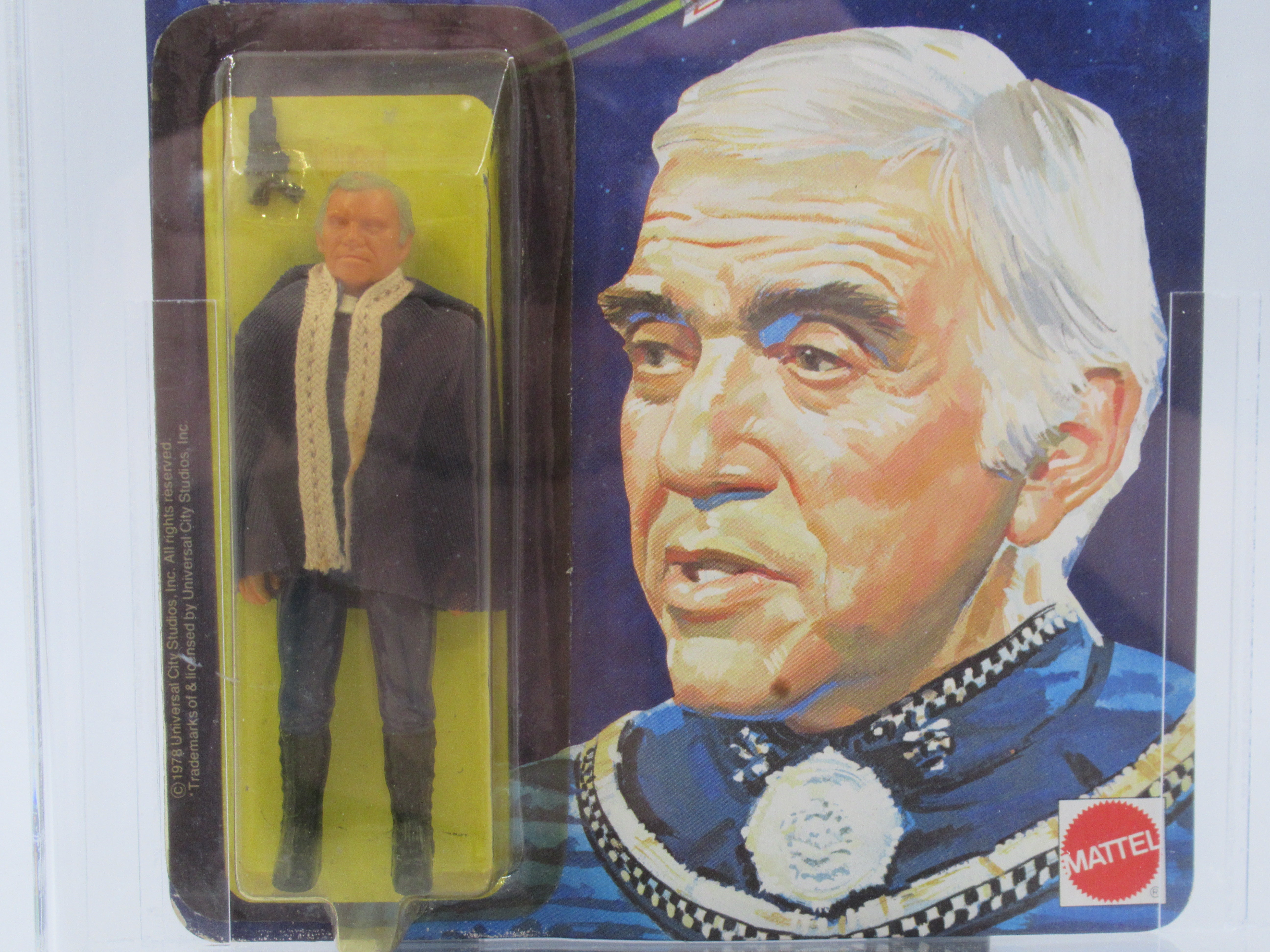 BATTLESTAR GALACTICA Commander Adama Graded Action Figure (AFA 85 NM+) - Mattel (1978) Vintage Toy