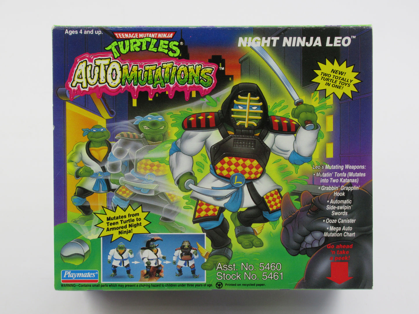 TMNT Night Ninja Leo Automutations 4.5" Figure Teenage Mutant Ninja Turtles - Playmates (1993)