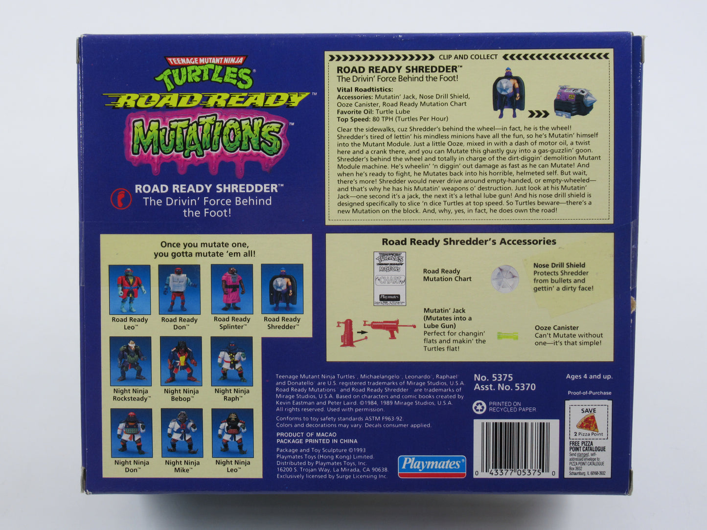 TMNT Splinter & Shredder Road Ready Mutations 4.5" Figures Teenage Mutant Ninja Turtles - Playmates (1993)