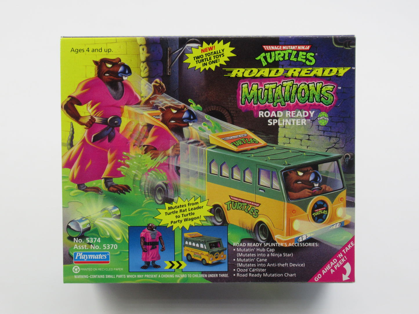 TMNT Splinter & Shredder Road Ready Mutations 4.5" Figures Teenage Mutant Ninja Turtles - Playmates (1993)