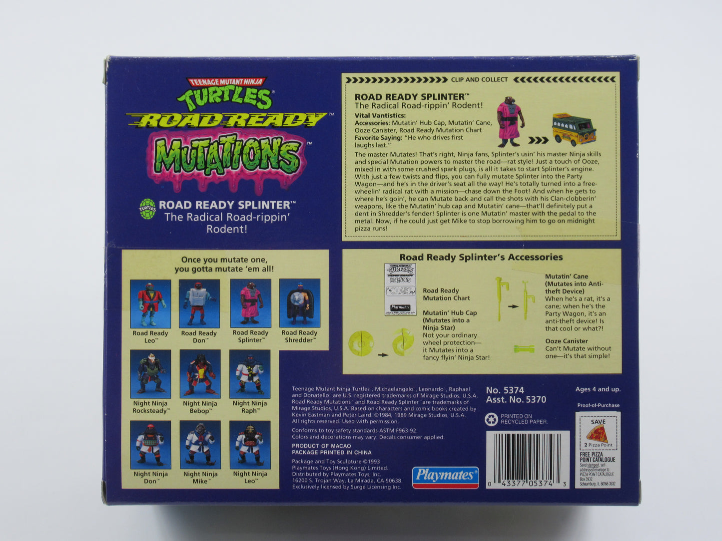 TMNT Splinter & Shredder Road Ready Mutations 4.5" Figures Teenage Mutant Ninja Turtles - Playmates (1993)