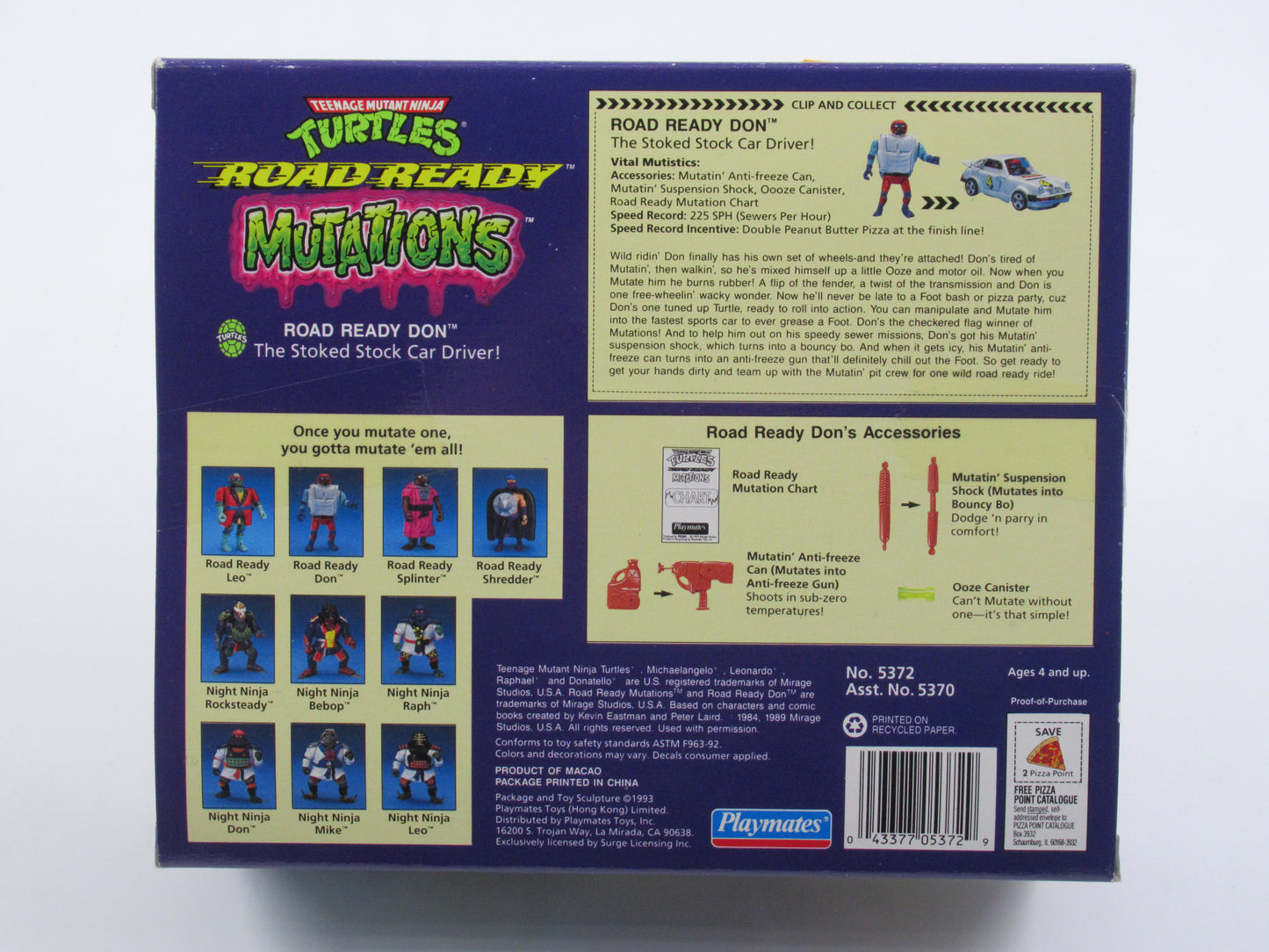 TMNT Leo + Don Road Ready Mutations 4.5" Figures Teenage Mutant Ninja Turtles - Playmates (1993)