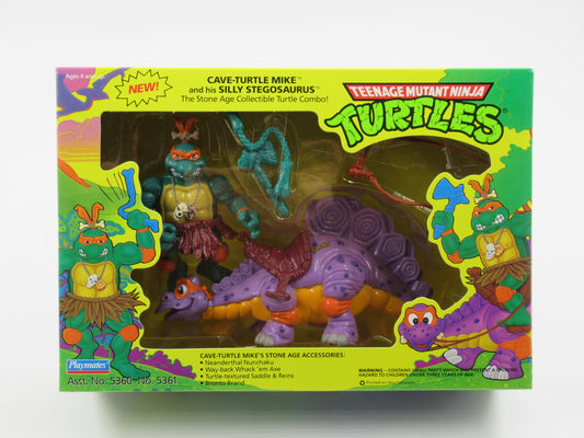 TMNT Cave-Turtle Mike and His Silly Stegosaurus 4" Figure Teenage Mutant Ninja Turtles - Playmates (1993)