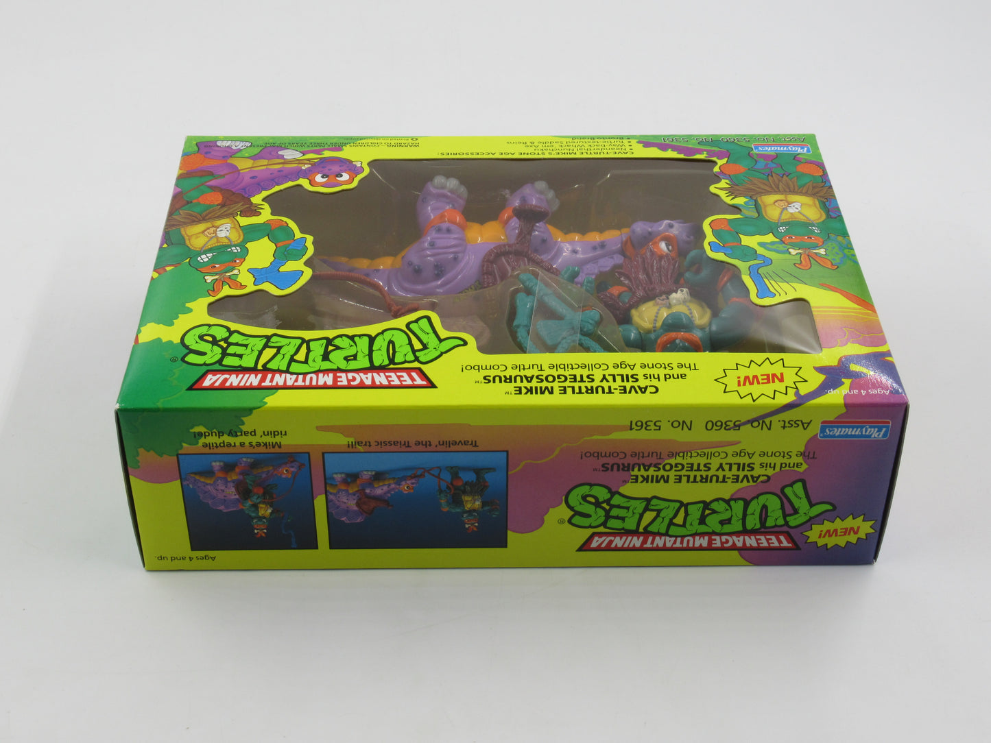 TMNT Cave-Turtle Mike and His Silly Stegosaurus 4" Figure Teenage Mutant Ninja Turtles - Playmates (1993)