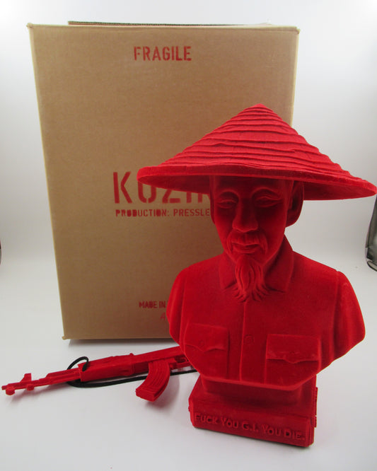 HO CHI MINH Red Flocked Resin Bust - Frank Kozik (2007) #AP7 Limited Art Toy with Box