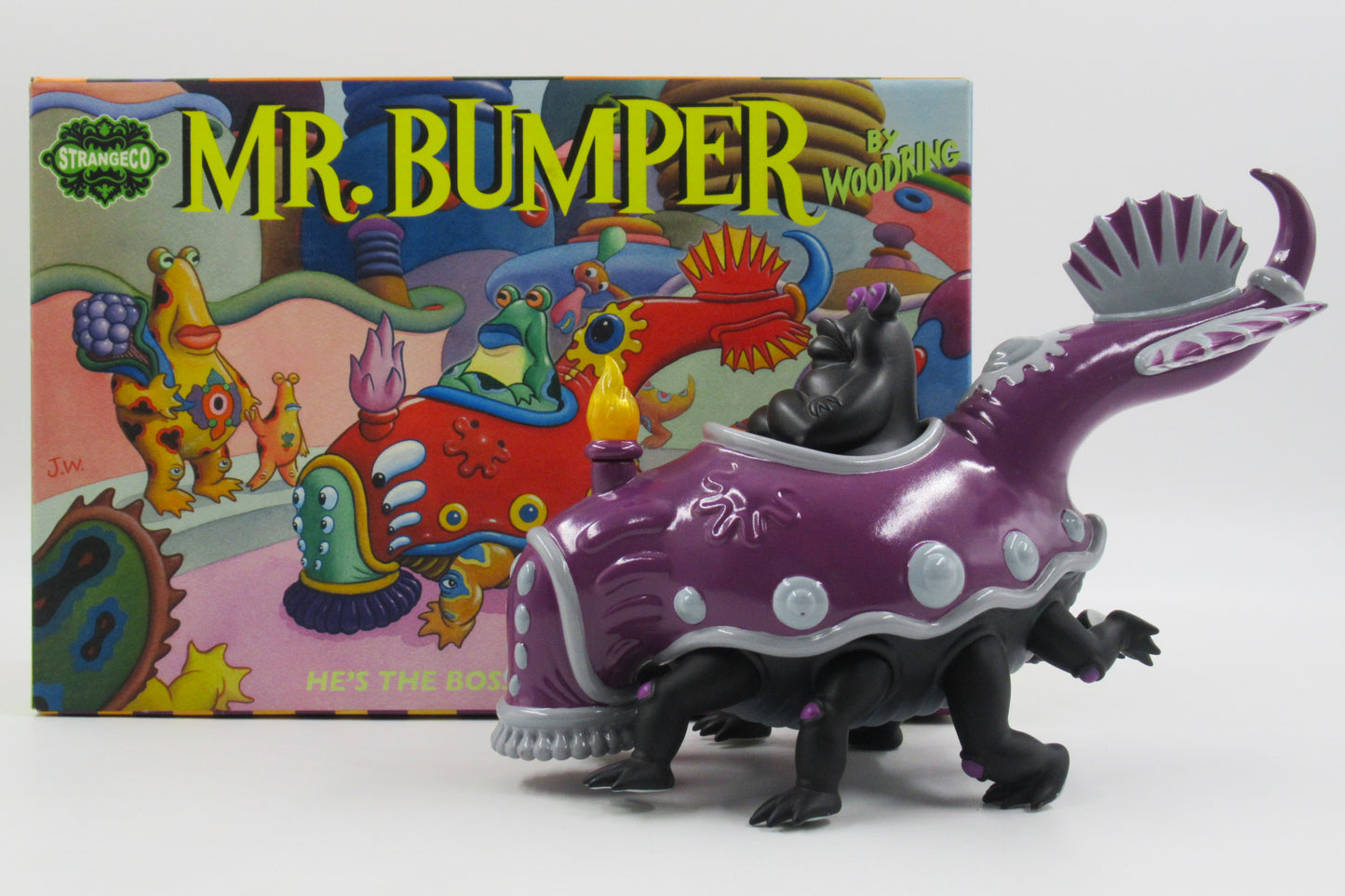 JIM WOODRING Mr. Bumper Vinyl Figure Black/Purple Variant - StrangeCo (2006) Art Toy