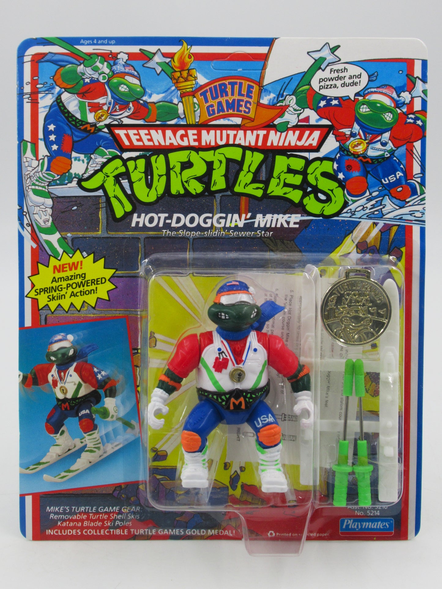 TMNT Turtle Games Hot-Doggin' Mike 4.5" Figure Teenage Mutant Ninja Turtles - Playmates (1992)