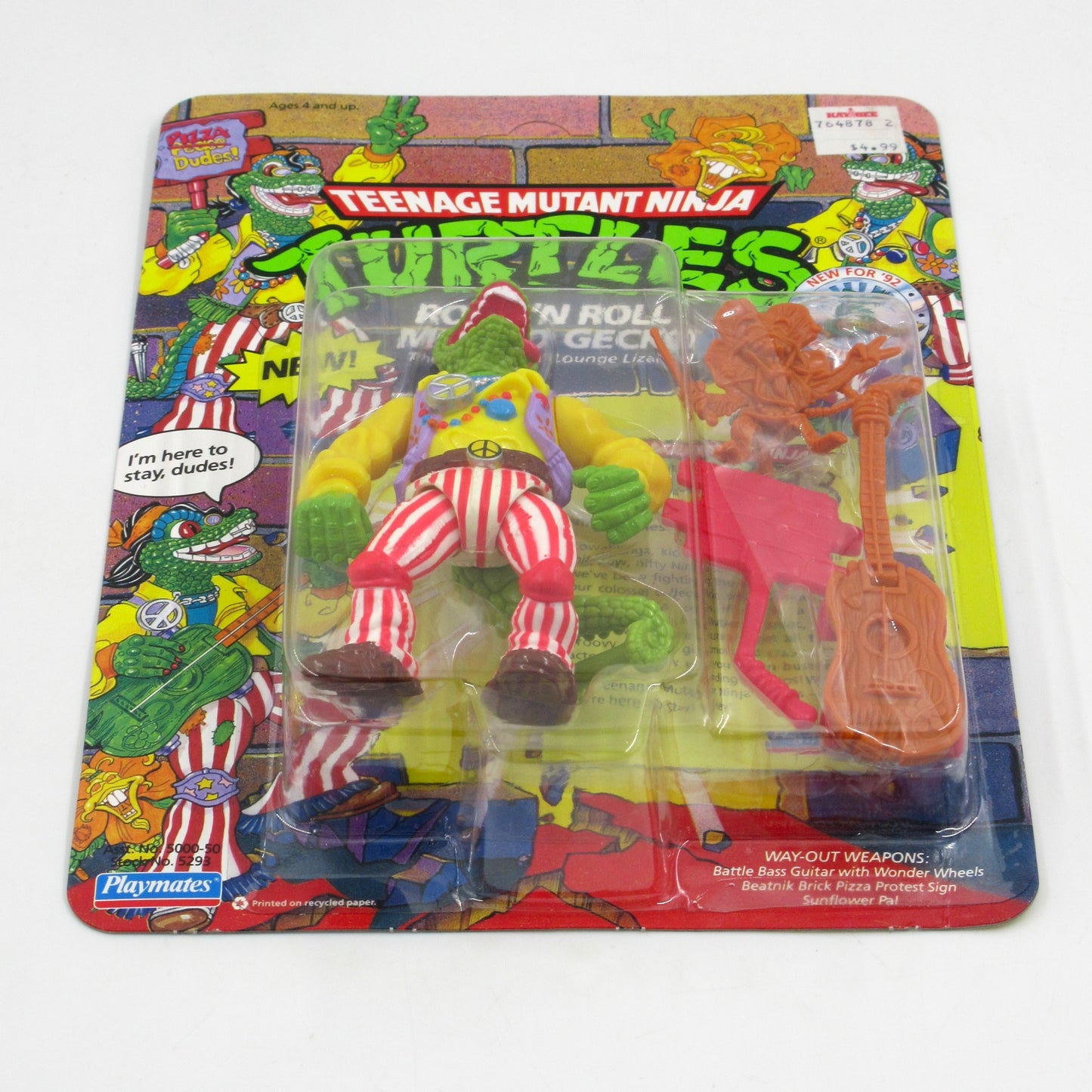 TMNT Rock N' Roll Mondo Gecko 4.5" Figure Teenage Mutant Ninja Turtles - Playmates (1992)