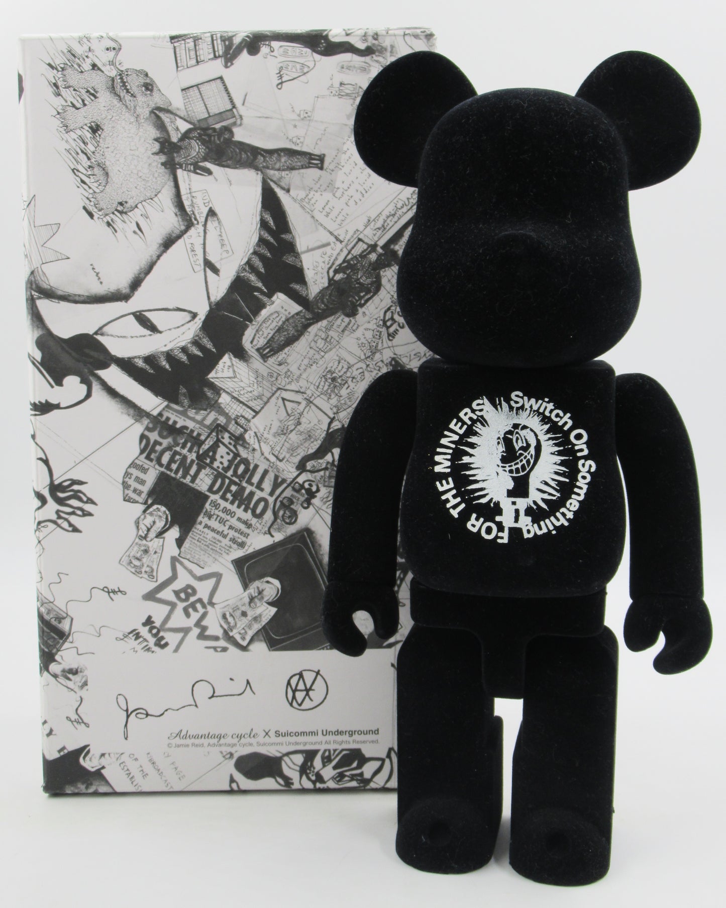 BEARBRICK Jamie Reid Flocked 400% Figure - Medicom Toy (2009) Be@rbrick Designer Art Toy