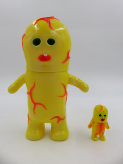 MENTA-KUN Red & Yellow Sofubi Figure Set - Yukinori Dehara (2005) Loose Japanese Vinyl Art Toys