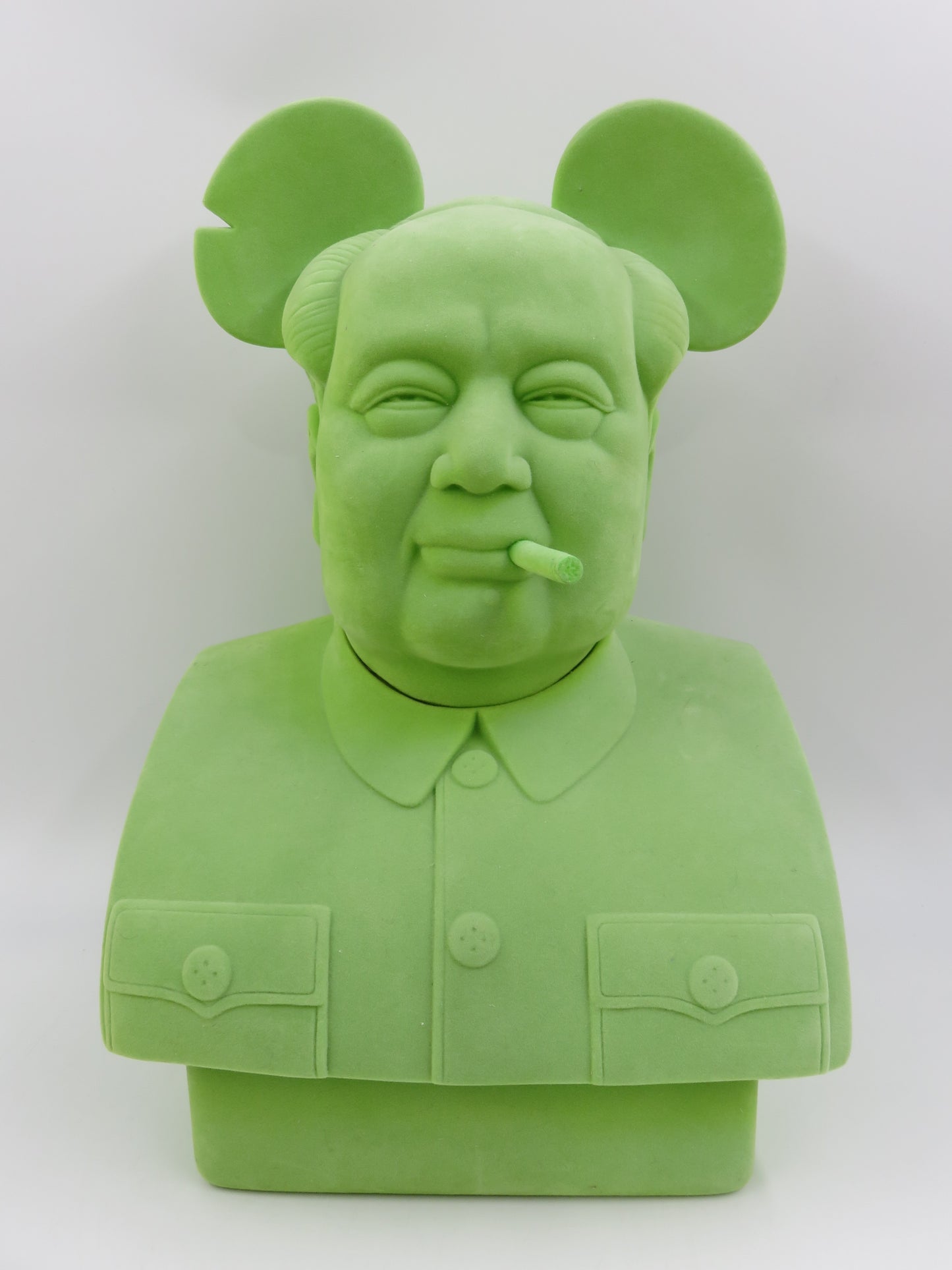 THE BIRD IS THE WORD (Mickey Mao) Green Flocked Bust - Frank Kozik (2009) Limited Edition Designer Art Toy