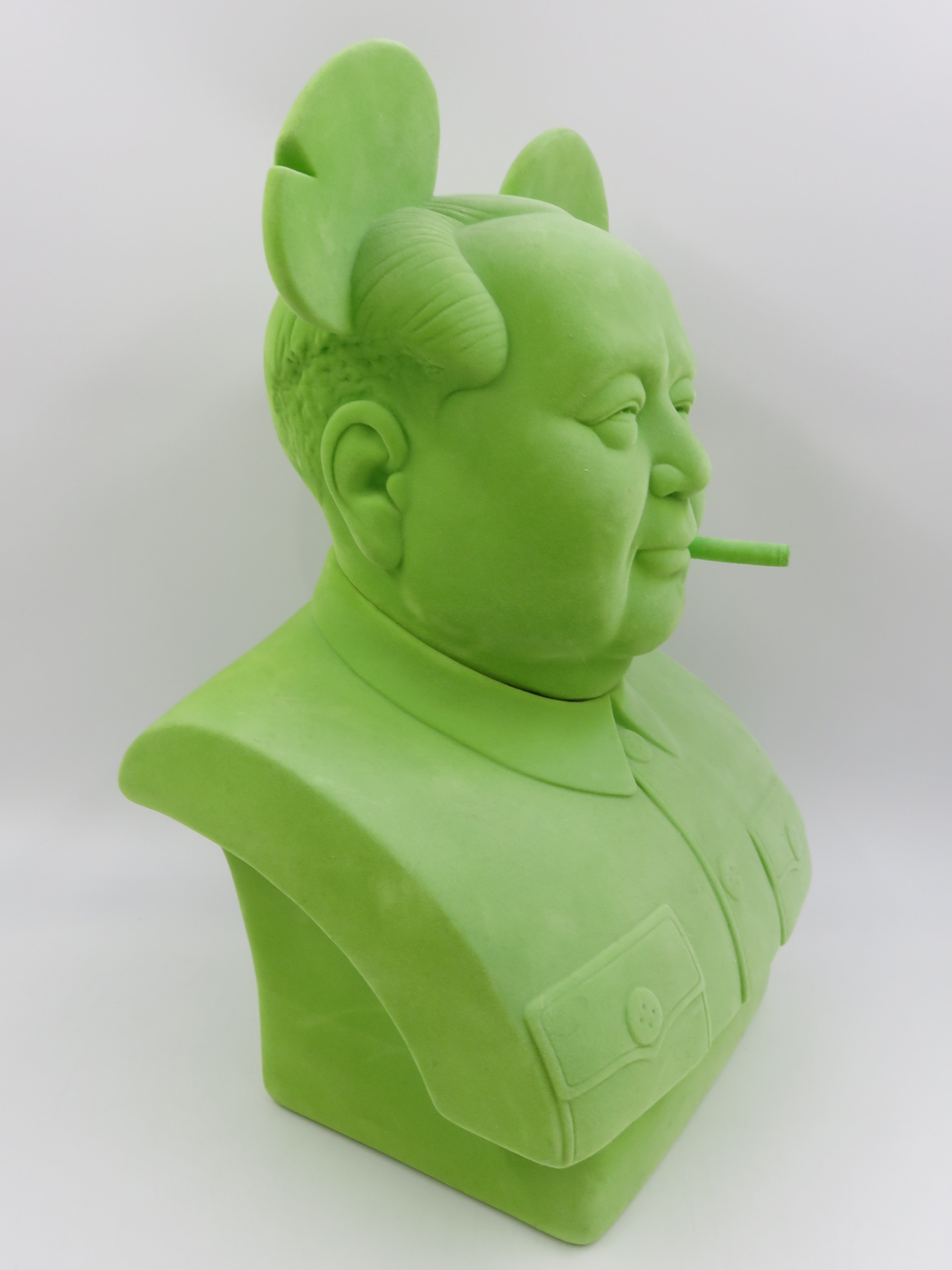 THE BIRD IS THE WORD (Mickey Mao) Green Flocked Bust - Frank Kozik (2009) Limited Edition Designer Art Toy