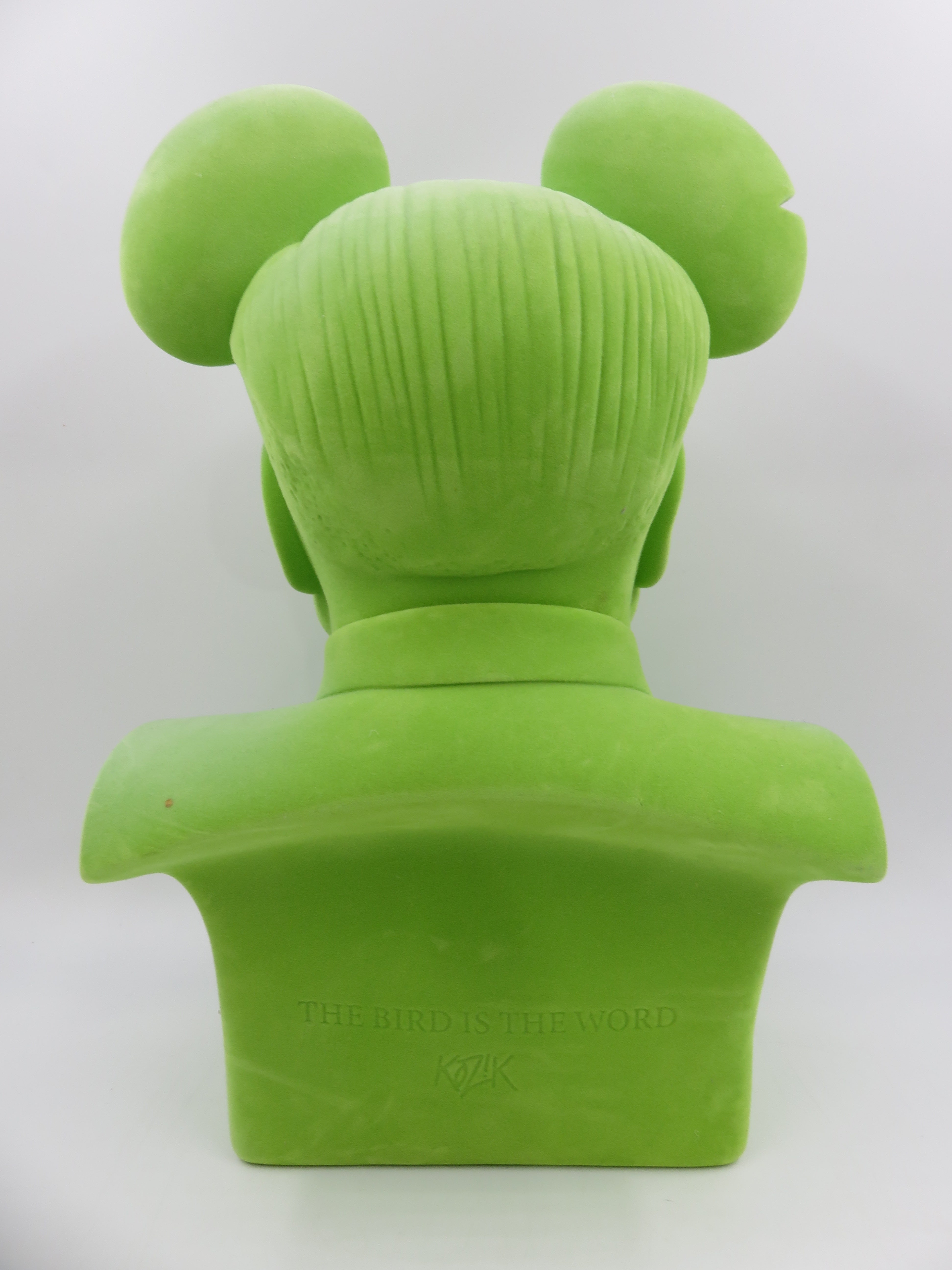 THE BIRD IS THE WORD (Mickey Mao) Green Flocked Bust - Frank Kozik (2009) Limited Edition Designer Art Toy