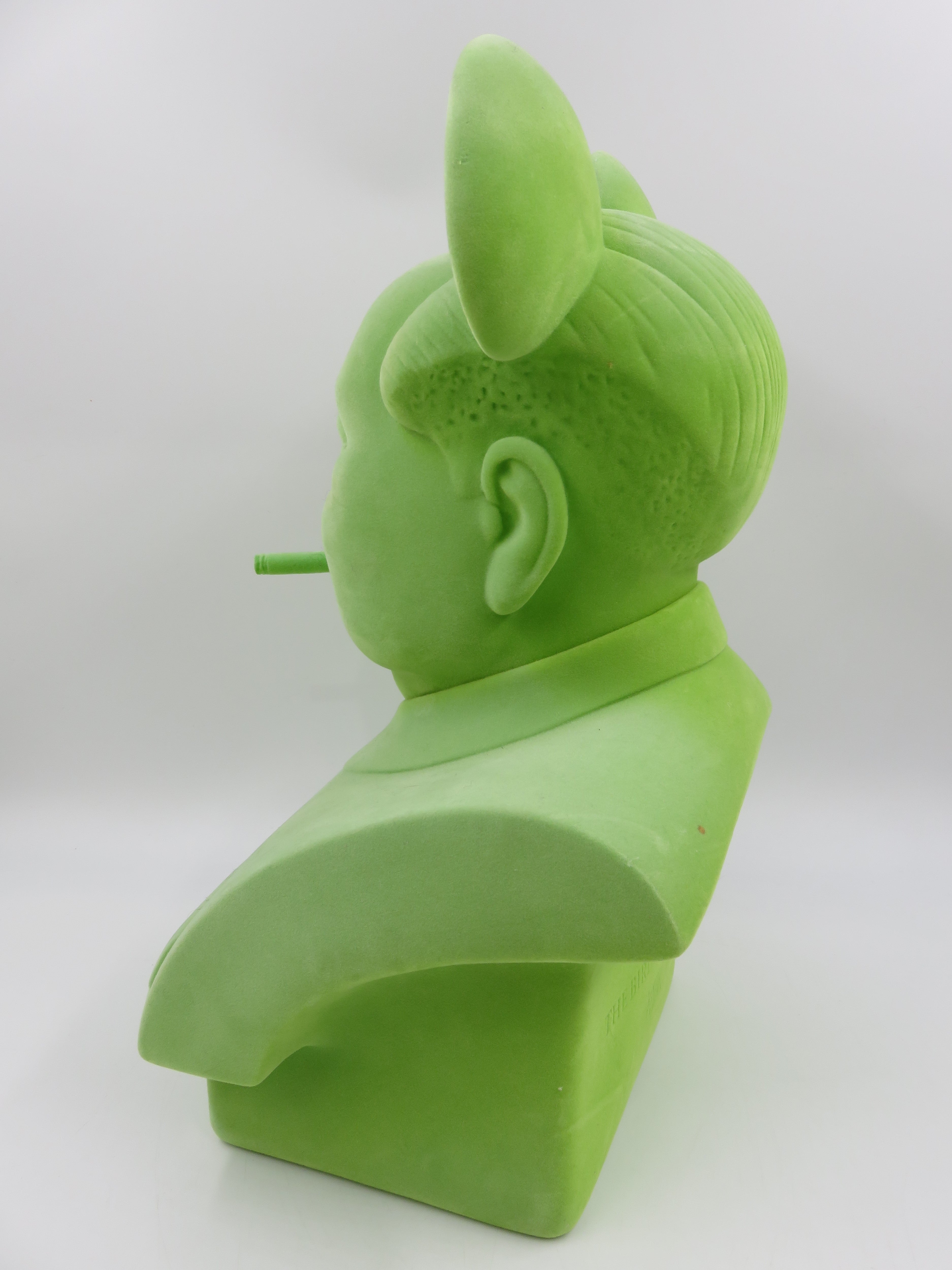 THE BIRD IS THE WORD (Mickey Mao) Green Flocked Bust - Frank Kozik (2009) Limited Edition Designer Art Toy