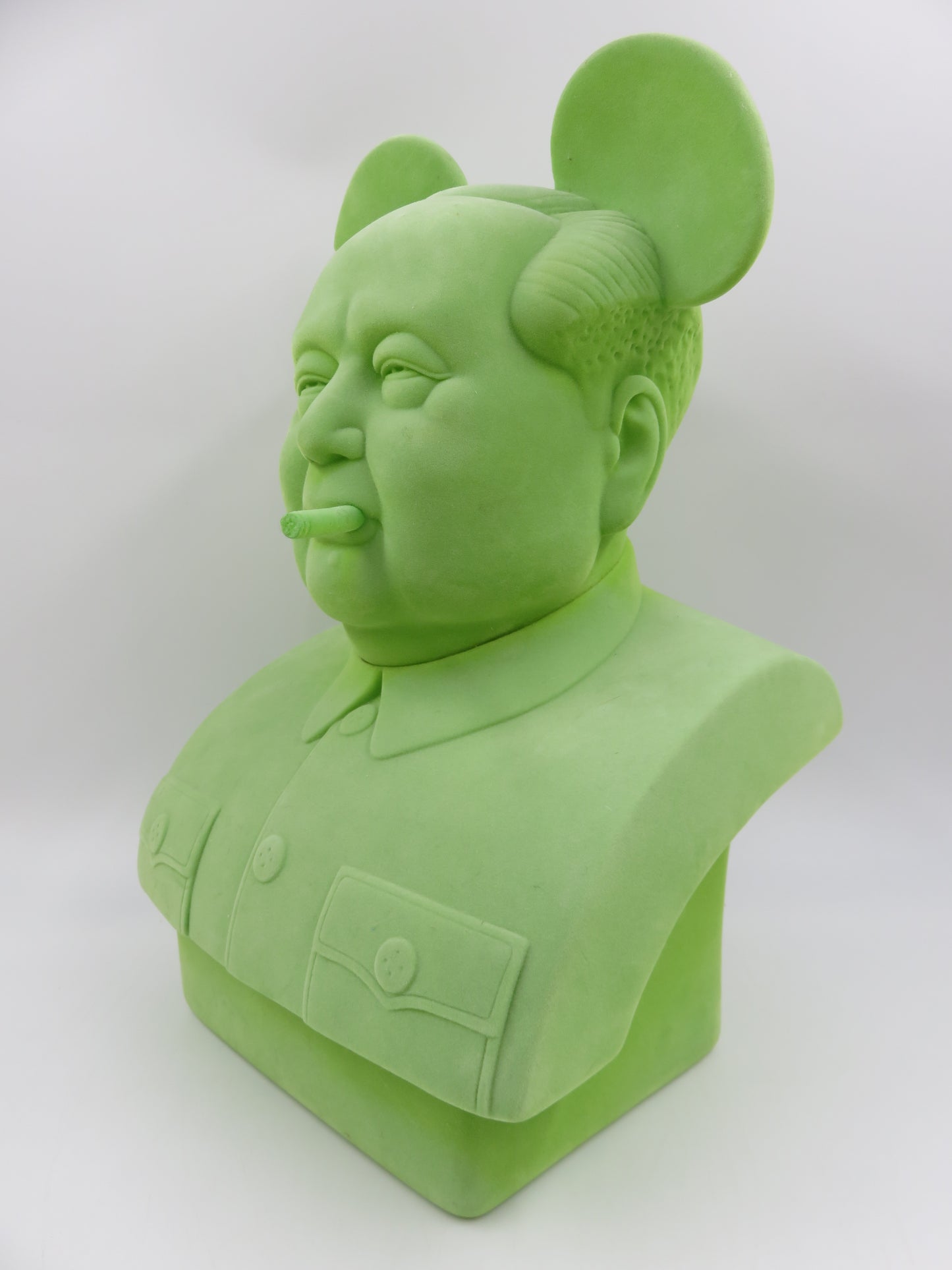 THE BIRD IS THE WORD (Mickey Mao) Green Flocked Bust - Frank Kozik (2009) Limited Edition Designer Art Toy