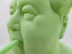 THE BIRD IS THE WORD (Mickey Mao) Green Flocked Bust - Frank Kozik (2009) Limited Edition Designer Art Toy