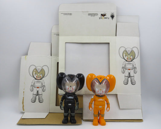 COSMOUSE Orange & Black Vinyl Figures - Koji Takeuchi x Flying Cat (2003) Loose Art Toys