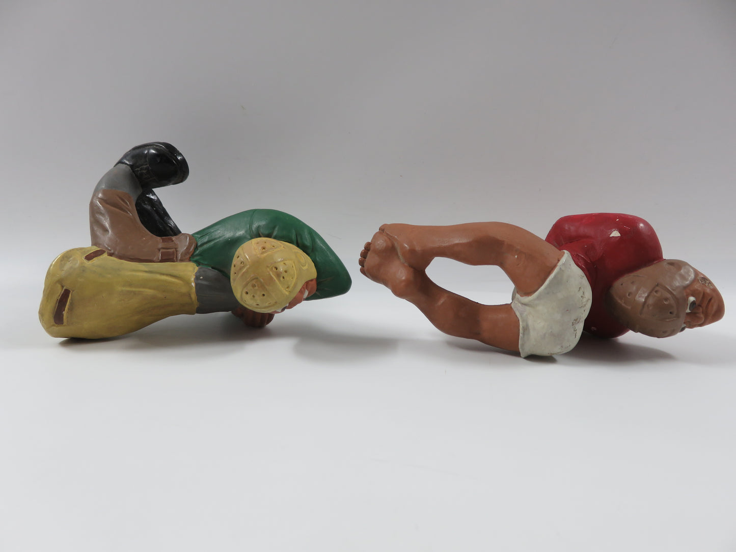 VINTAGE Football Figure Pair Set - L. L. Rittgers (c. 1940s) Collectible Sport Chalkware Statuettes