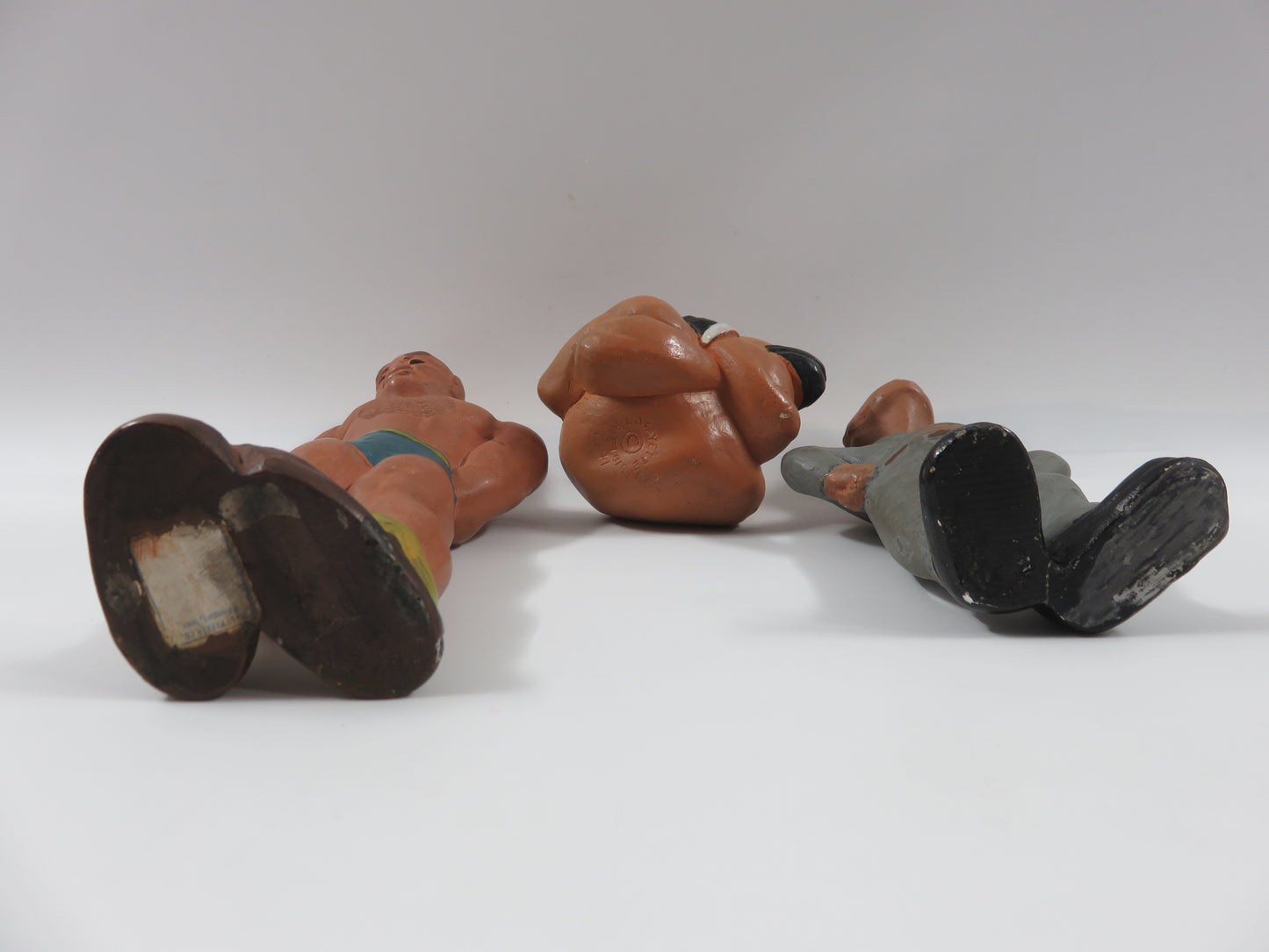 VINTAGE Wrestling Figure Trio Set - L. L. Rittgers (c. 1940s) Collectible Sport Chalkware Statuettes