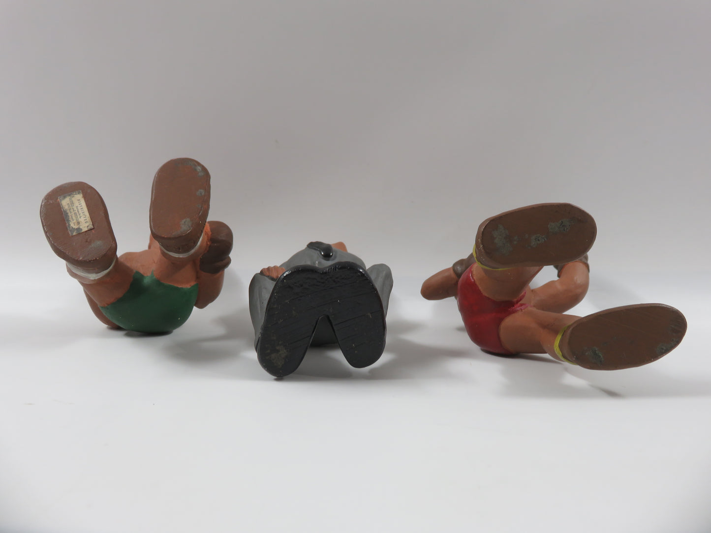 VINTAGE Boxing Figure Trio Set - L. L. Rittgers (c. 1940s) Collectible Sport Chalkware Statuettes