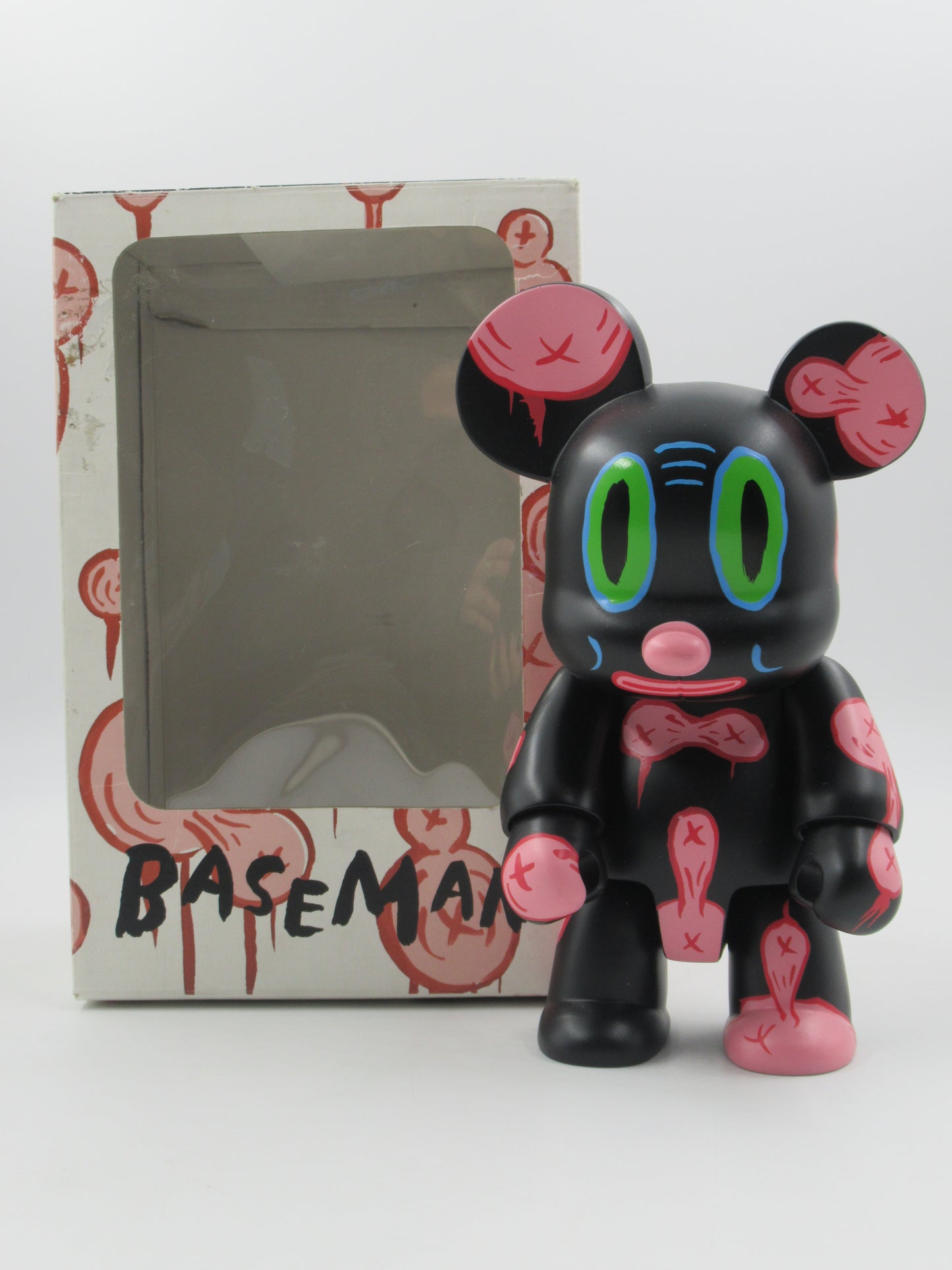 QEE COLLECTION Black OX-OP 8" Bear Vinyl Figure -  Gary Baseman x Toy2R (2005) Designer Art Toy