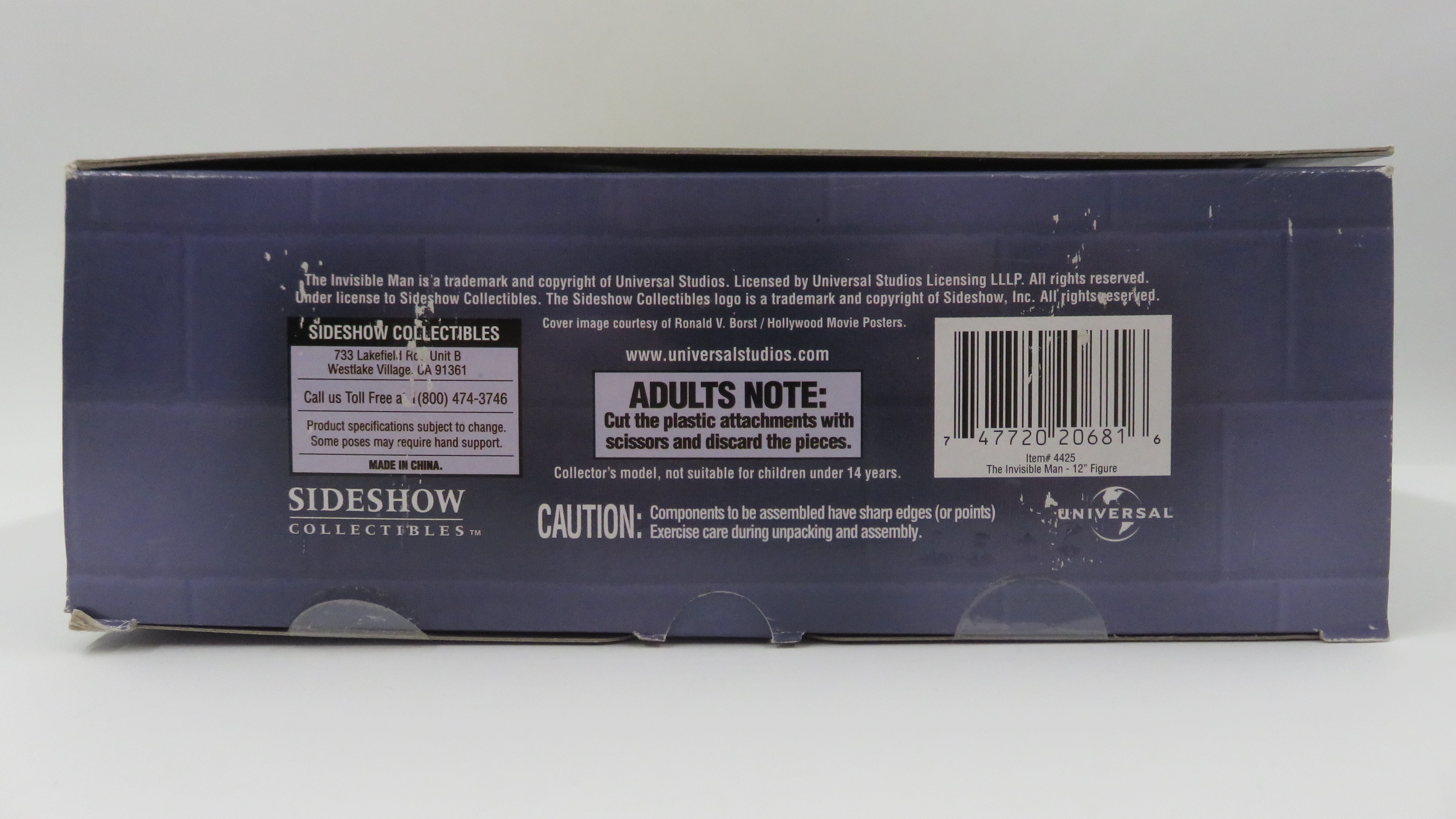 THE INVISIBLE MAN Claude Rains 12" Figure - Sideshow Collectibles (2004) Universal Monsters