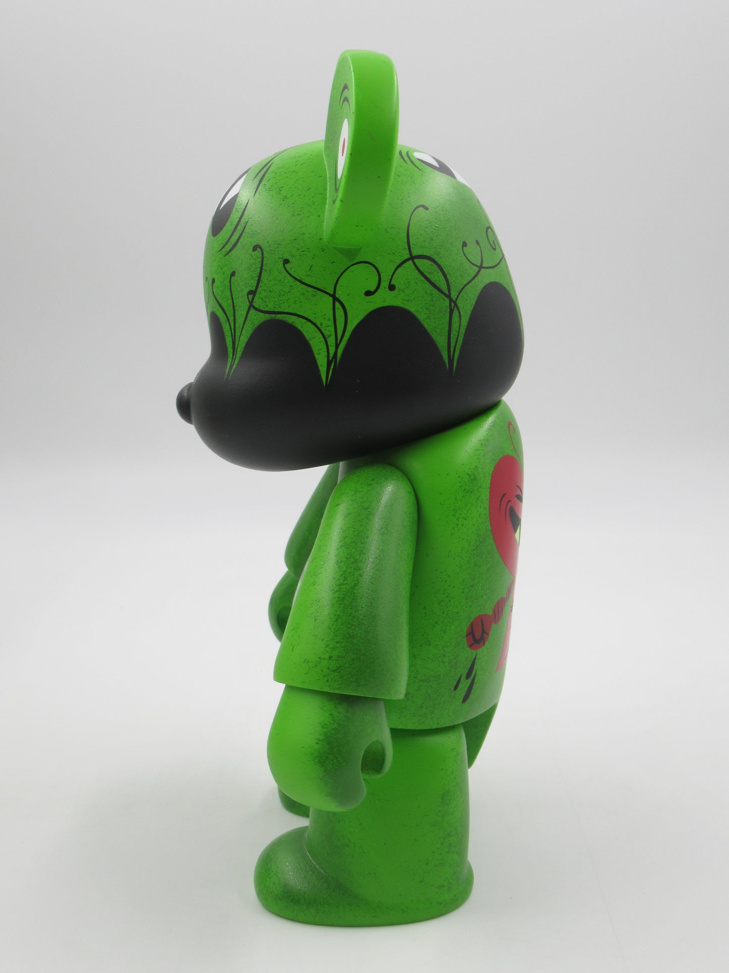 QEE COLLECTION Green Deco Virus 8" Bear Vinyl Figure - Tim Biskup x Toy2R (2004) Designer Art Toy