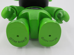 QEE COLLECTION Green Deco Virus 8" Bear Vinyl Figure - Tim Biskup x Toy2R (2004) Designer Art Toy