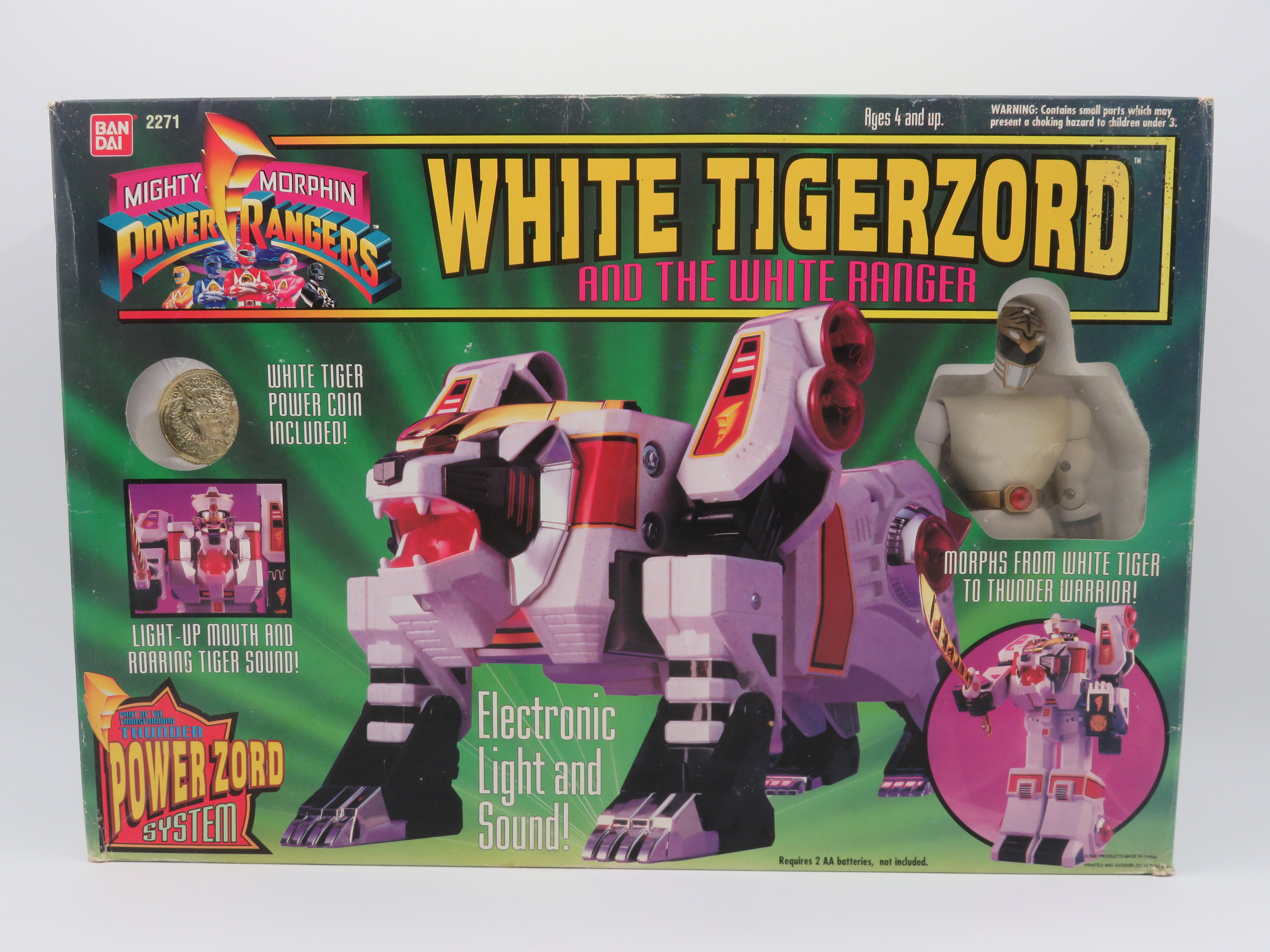 MIGHTY MORPHIN' POWER RANGERS White Tigerzord Figure Set - Bandai (1994) Vintage Robot Toy