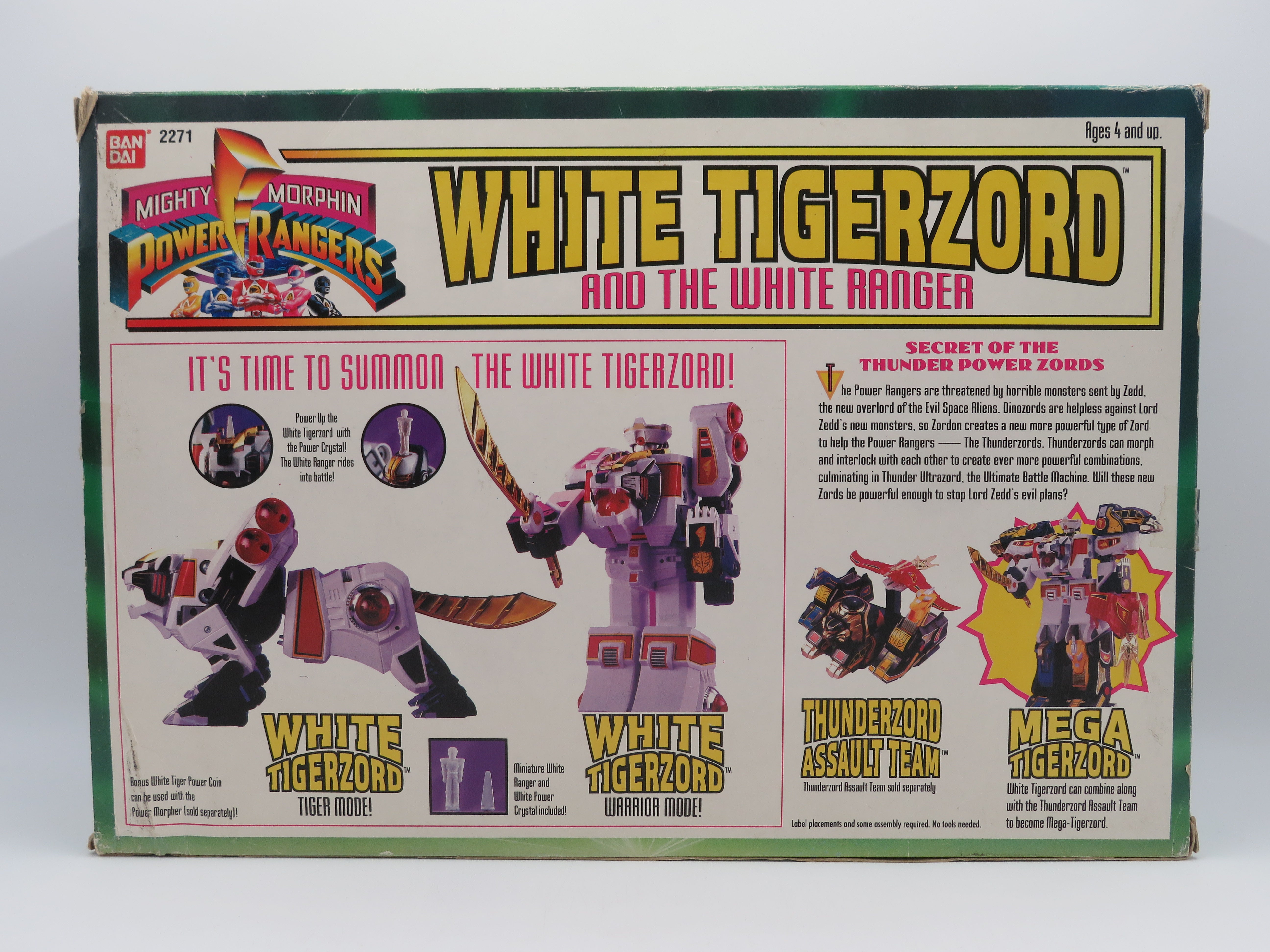 MIGHTY MORPHIN' POWER RANGERS White Tigerzord Figure Set - Bandai (1994) Vintage Robot Toy