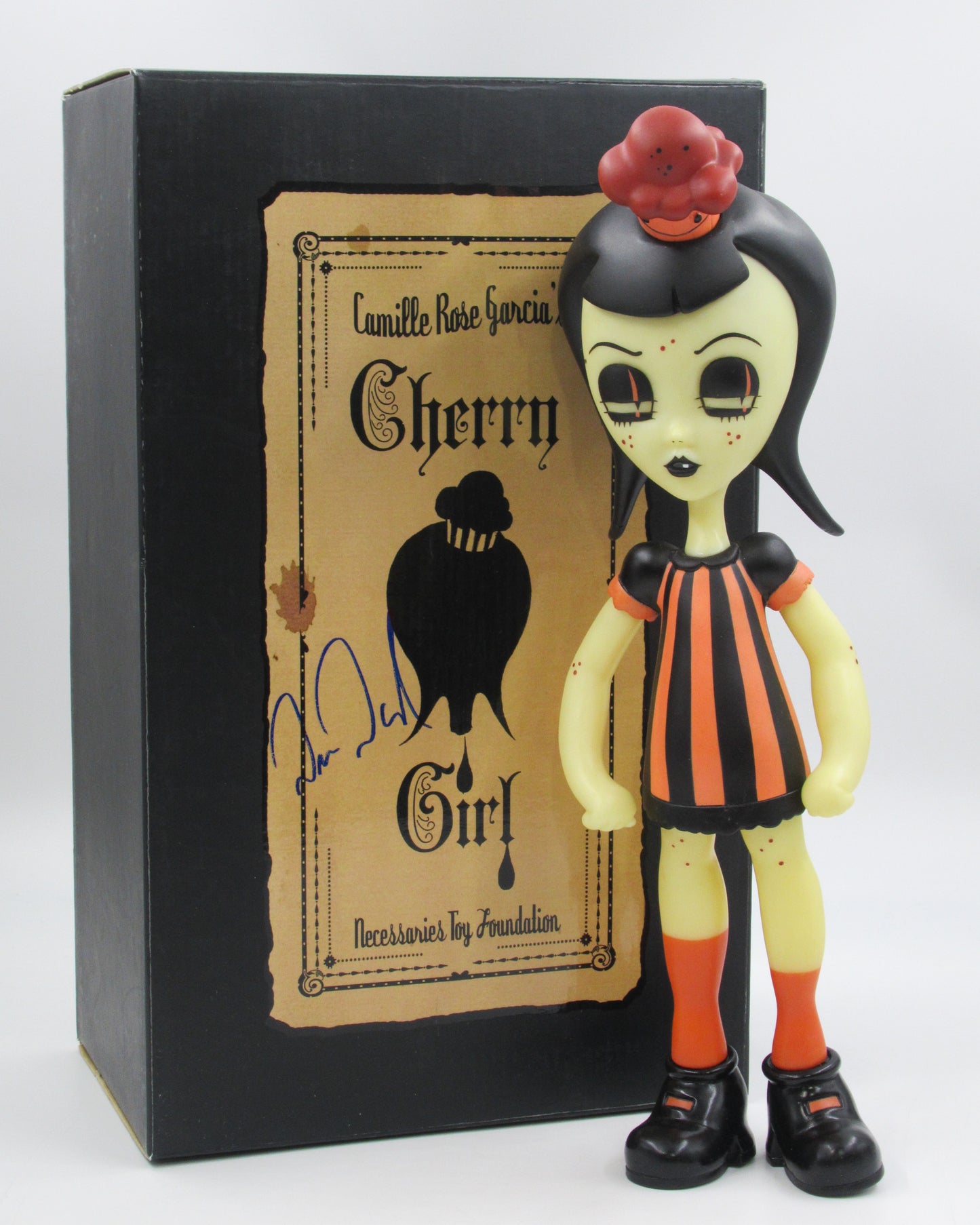 CAMILLE ROSE GARCIA Cherry Girl Vinyl Doll - Necessaries Foundation (2006) SIGNED Designer Art Toy