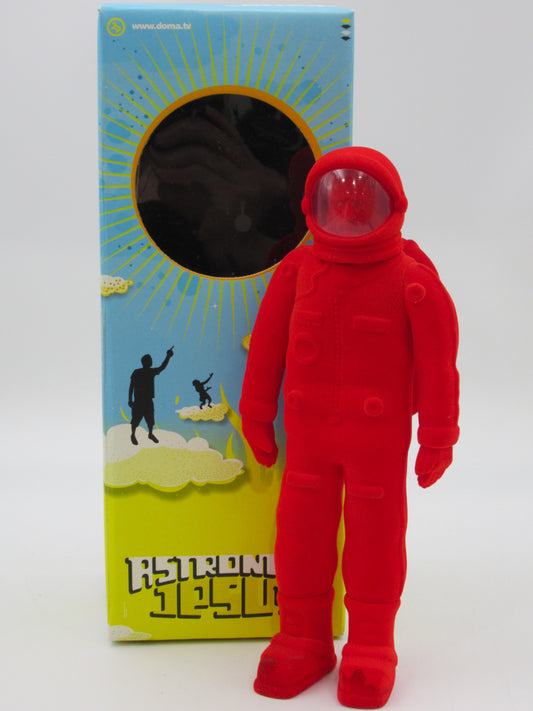 ASTRONAUT JESUS Red Flocked Figure - Doma/adFunture Workshop (2004) Limited Edition Designer Art Toy