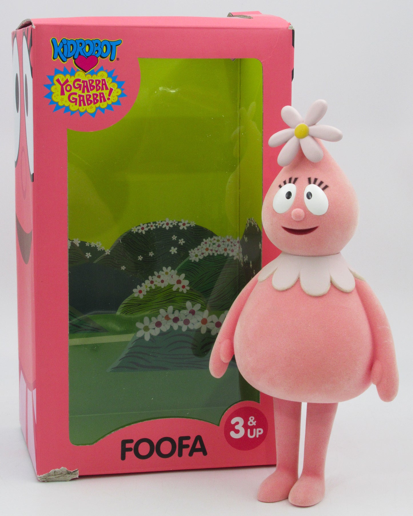 YO GABBA GABBA! Foofa 9" Vinyl Flocked Figure - Kidrobot (2007) w/ Original Box